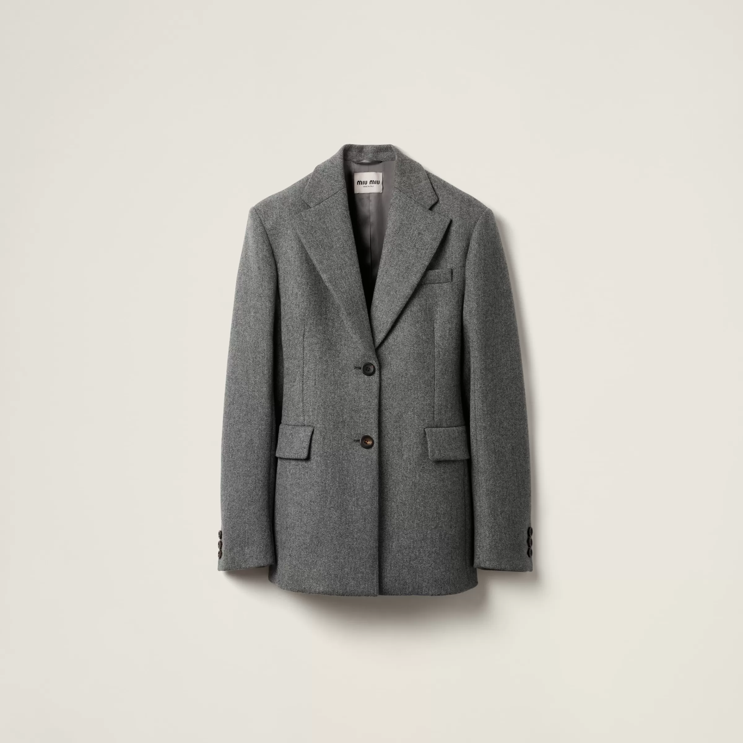 Single-breasted double wool jacket>Miu Miu Fashion