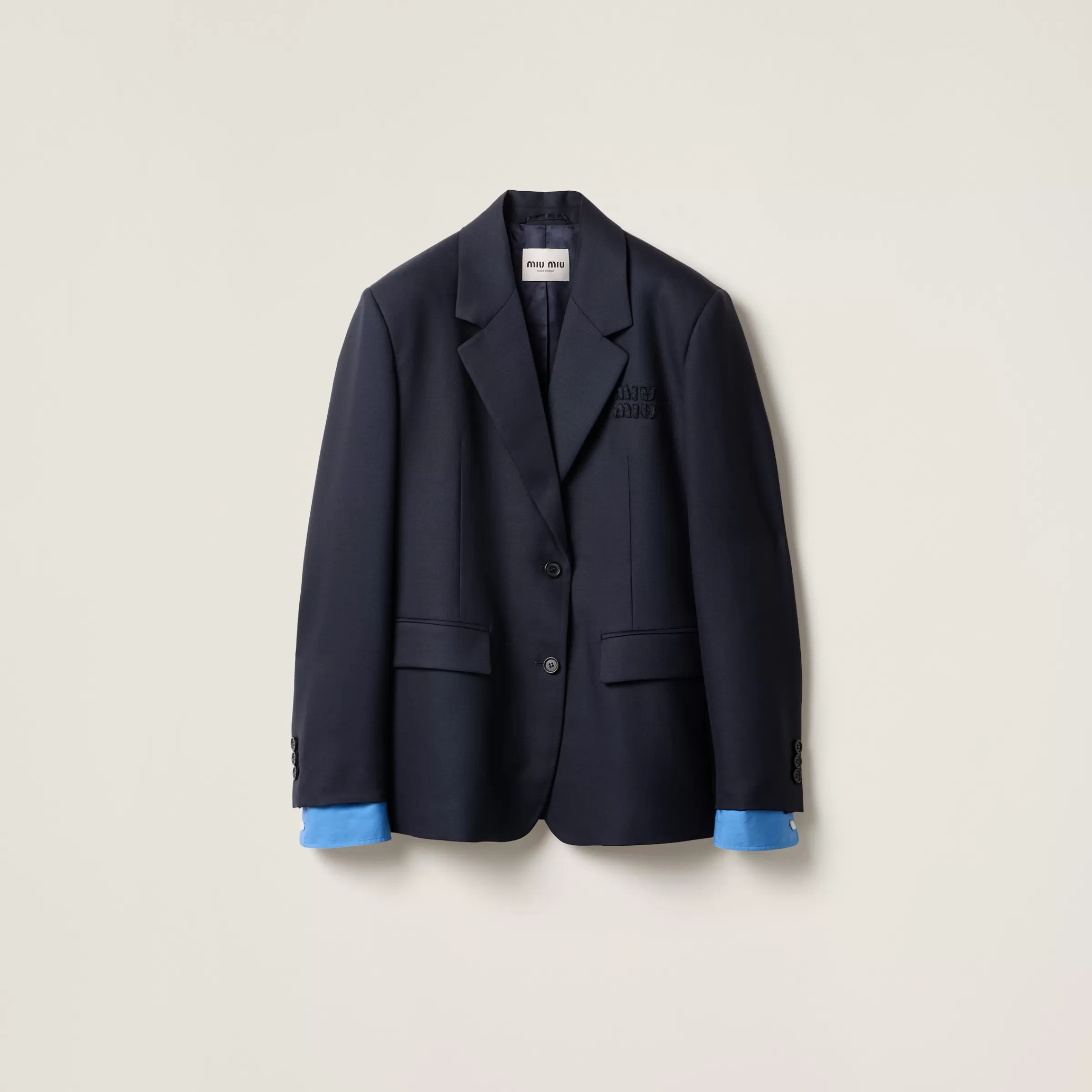 Single-breasted gabardine jacket>Miu Miu Fashion