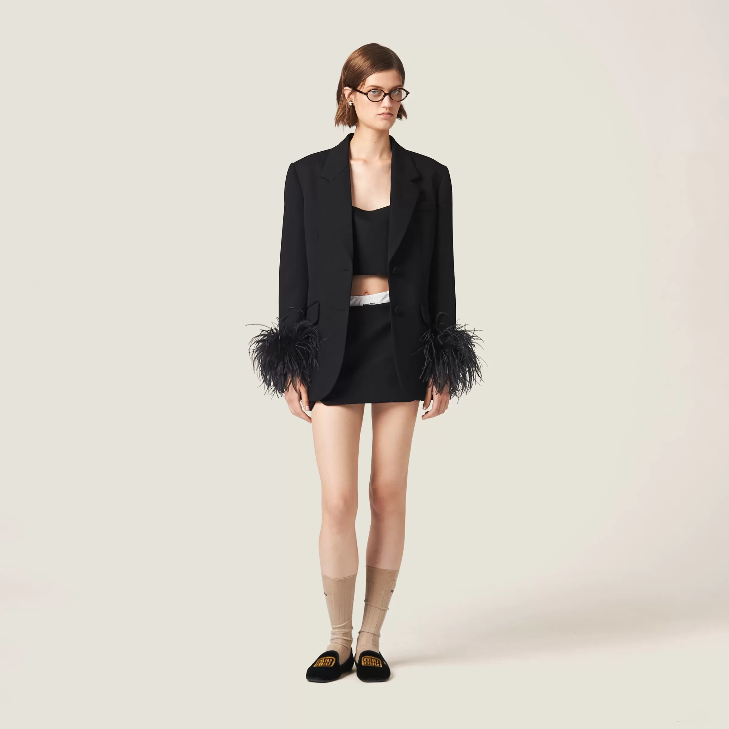 Single-breasted grain de poudre jacket>Miu Miu Clearance