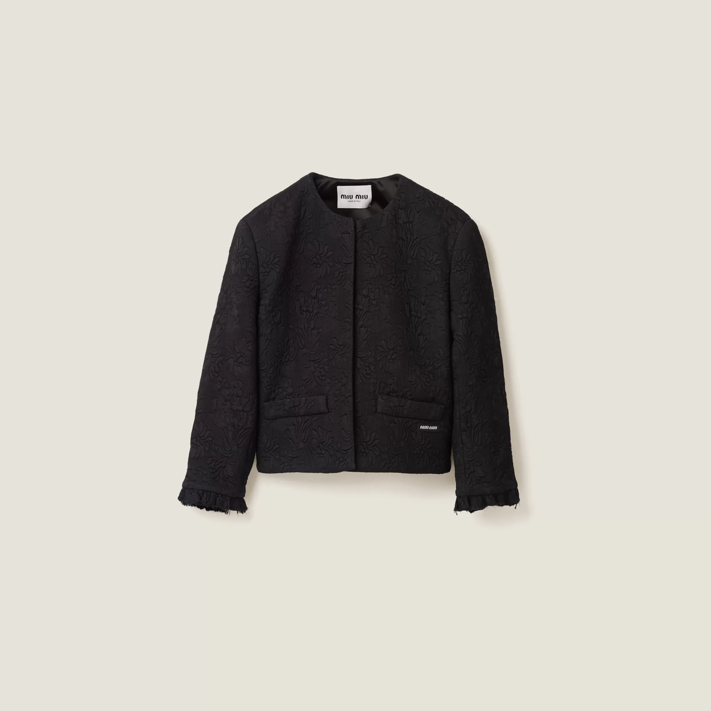 Single-breasted matelassé effect jacquard jacket>Miu Miu Shop