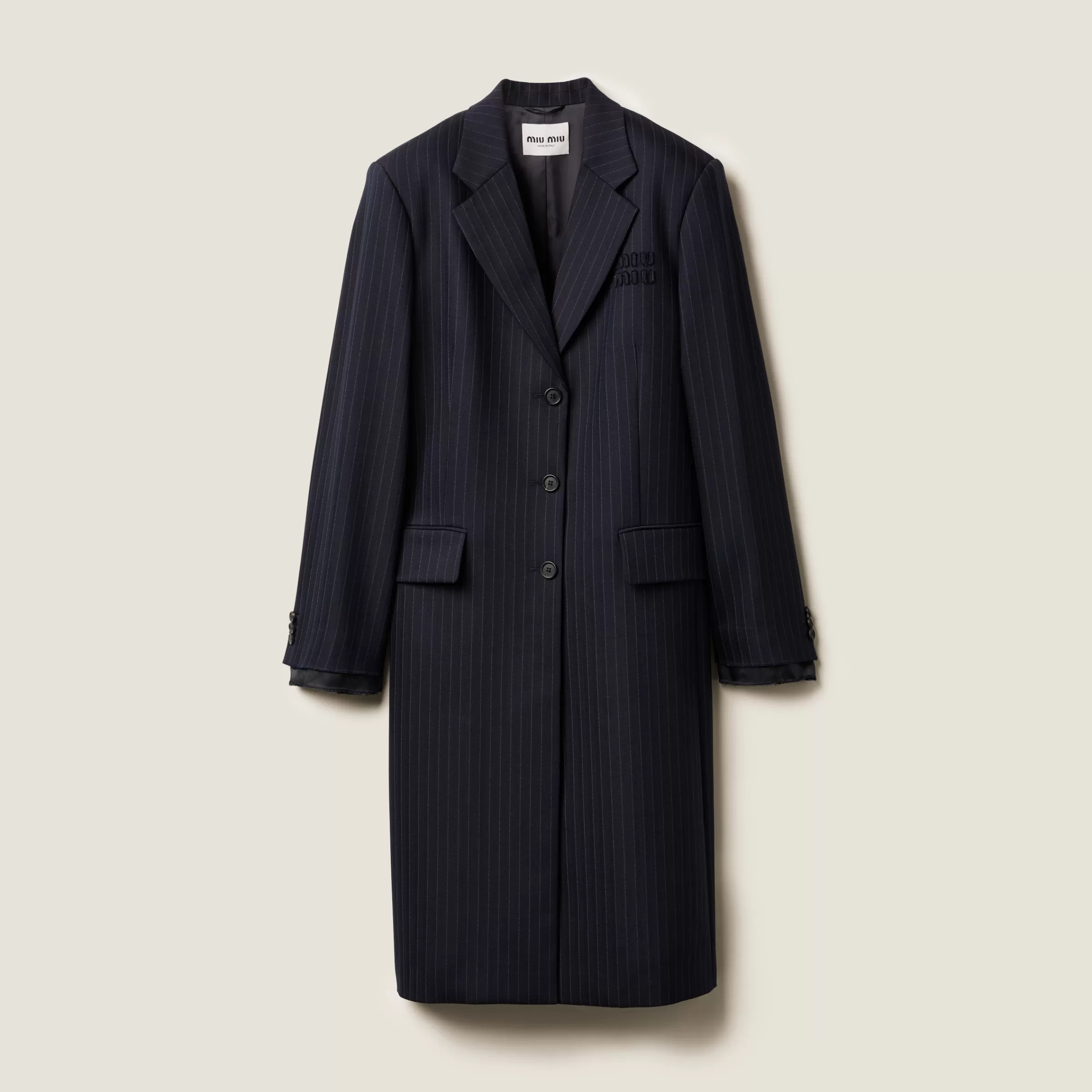 Single-breasted pinstripe coat>Miu Miu Clearance