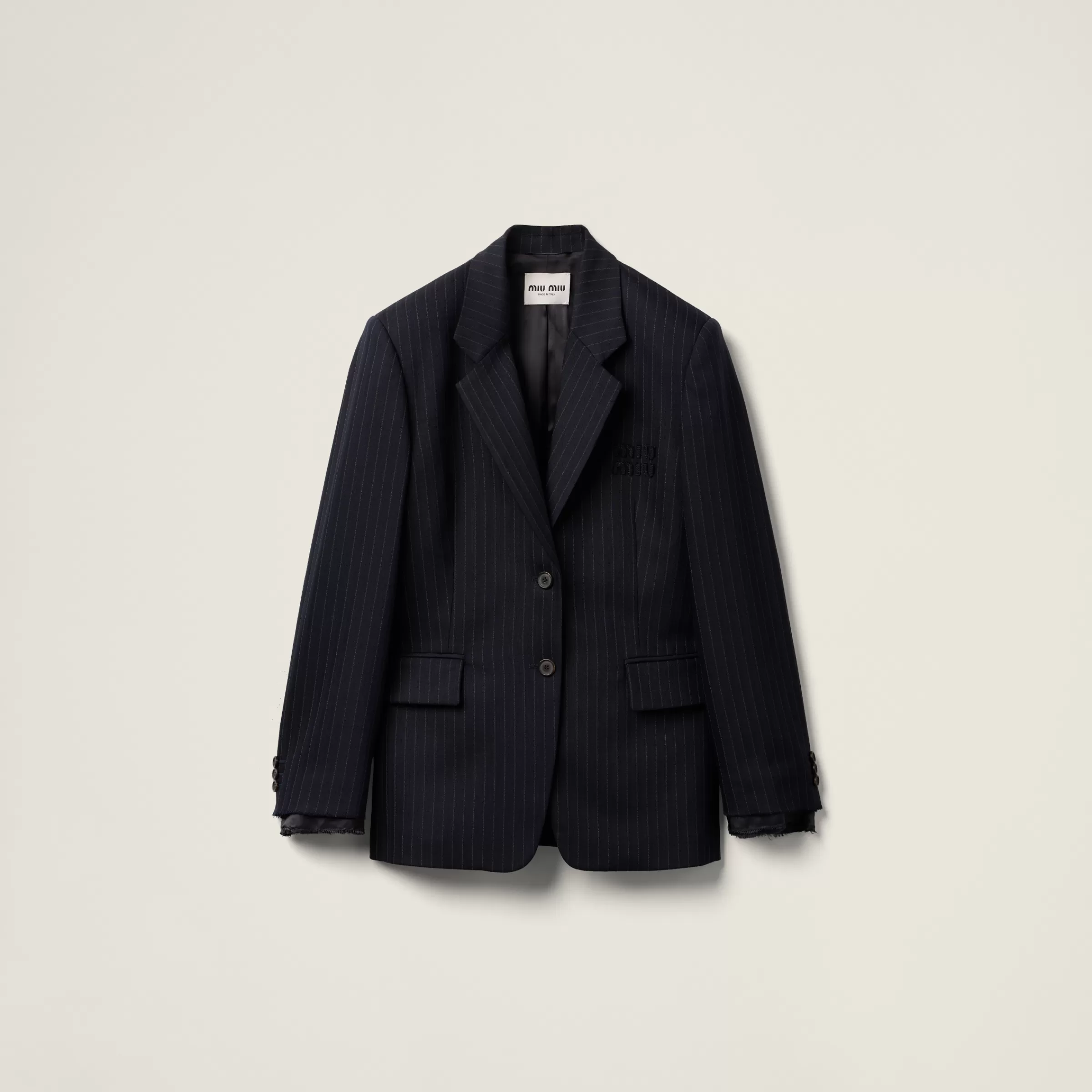 Single-breasted pinstripe jacket>Miu Miu Store