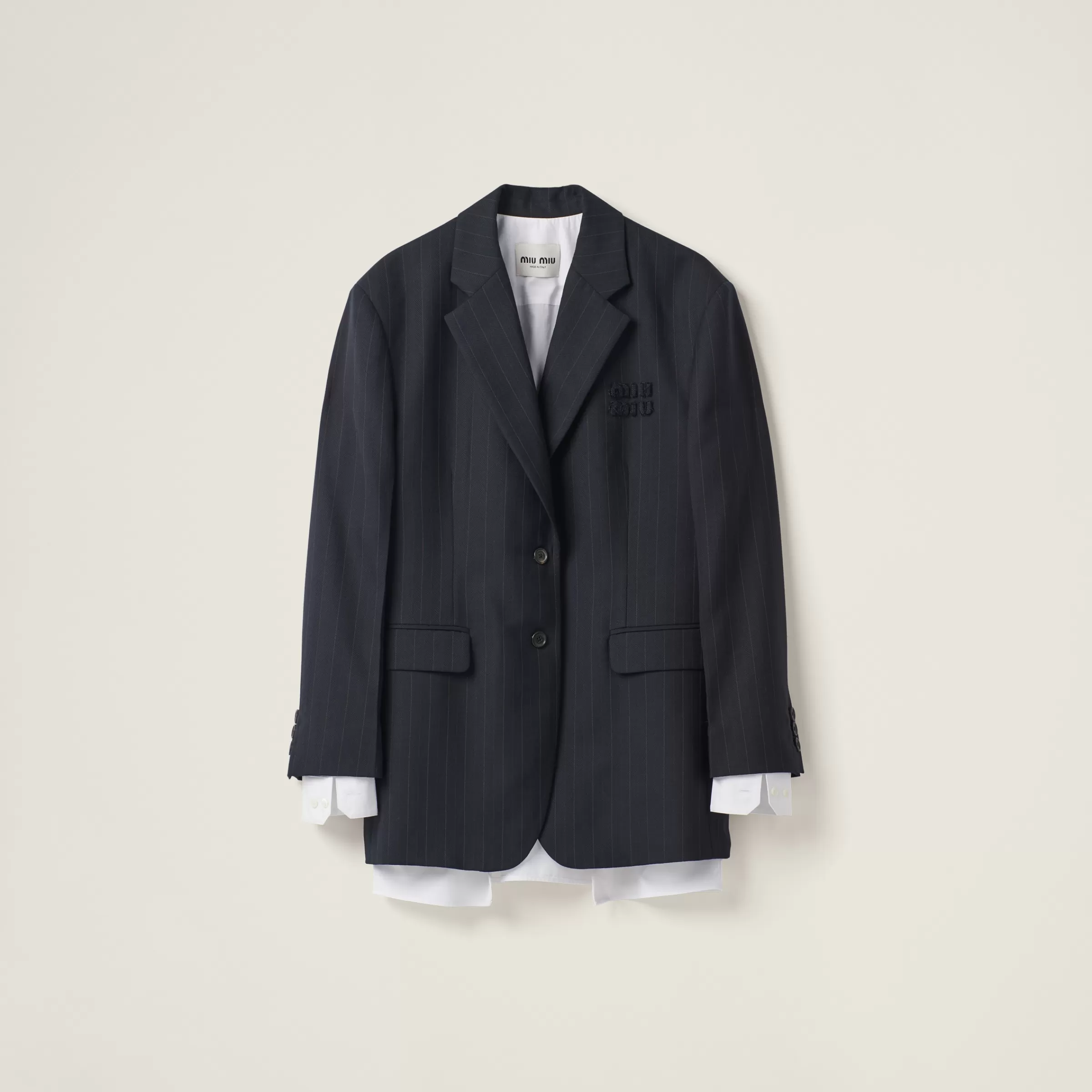 Single-breasted pinstripe jacket>Miu Miu Store