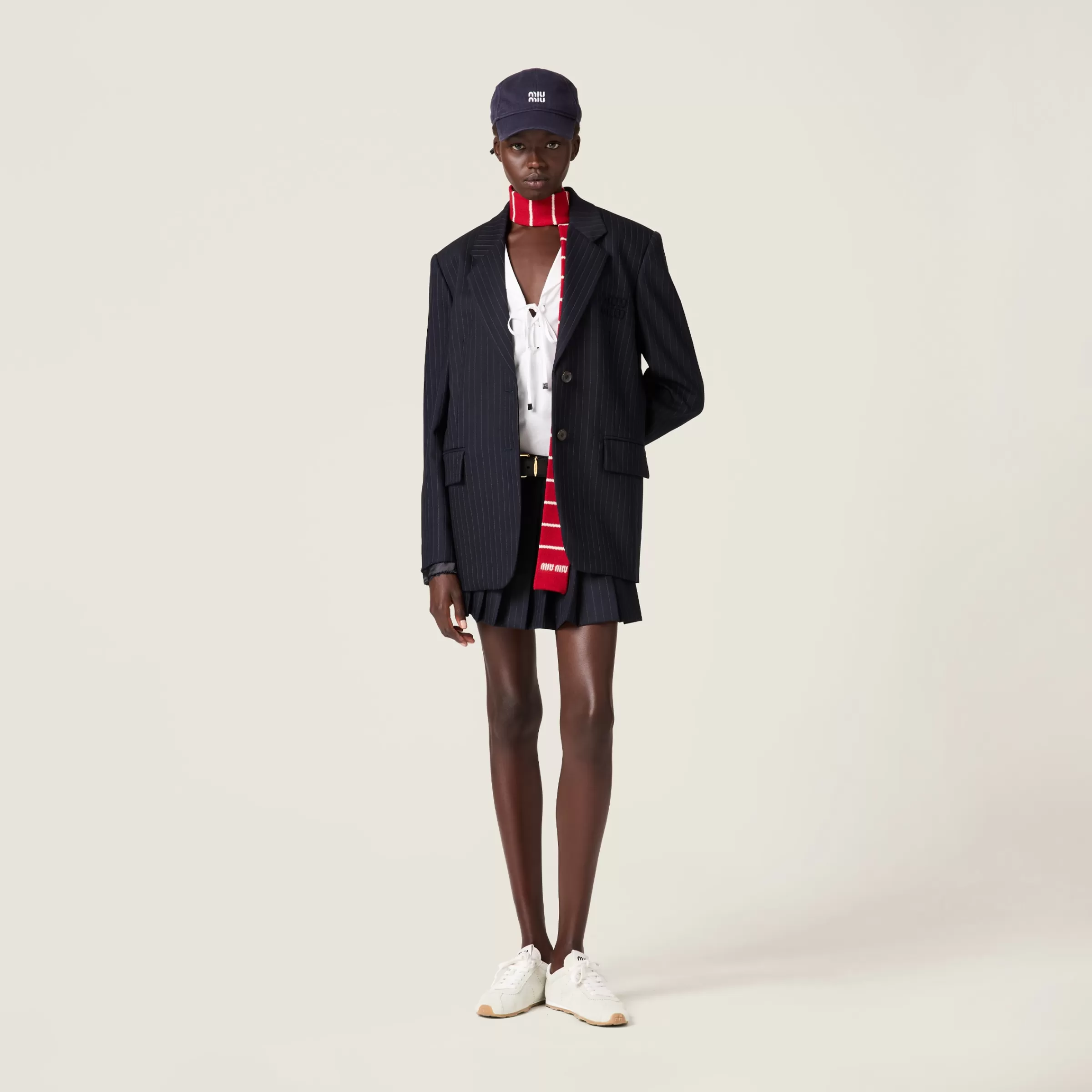 Single-breasted pinstripe jacket>Miu Miu Store