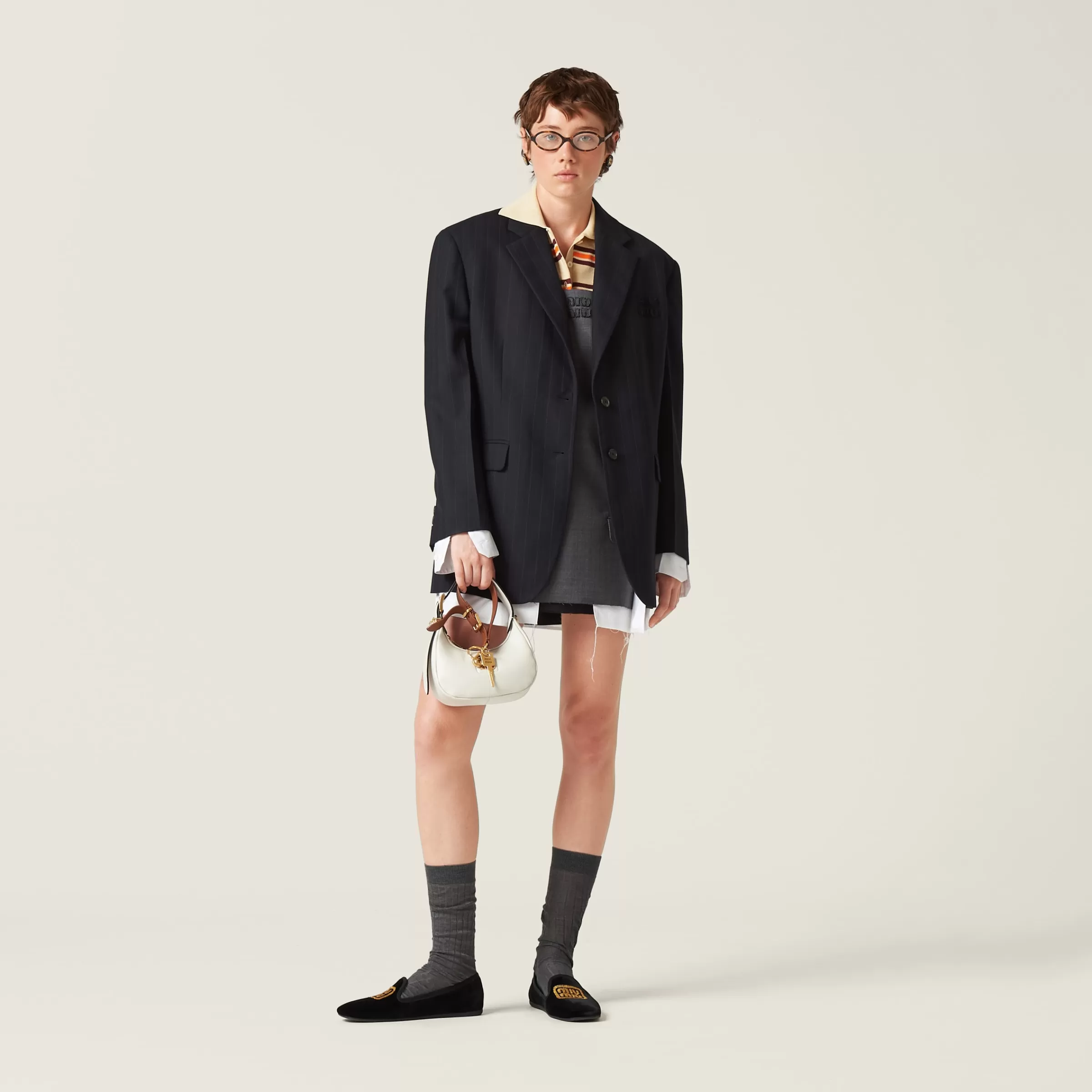 Single-breasted pinstripe jacket>Miu Miu Store
