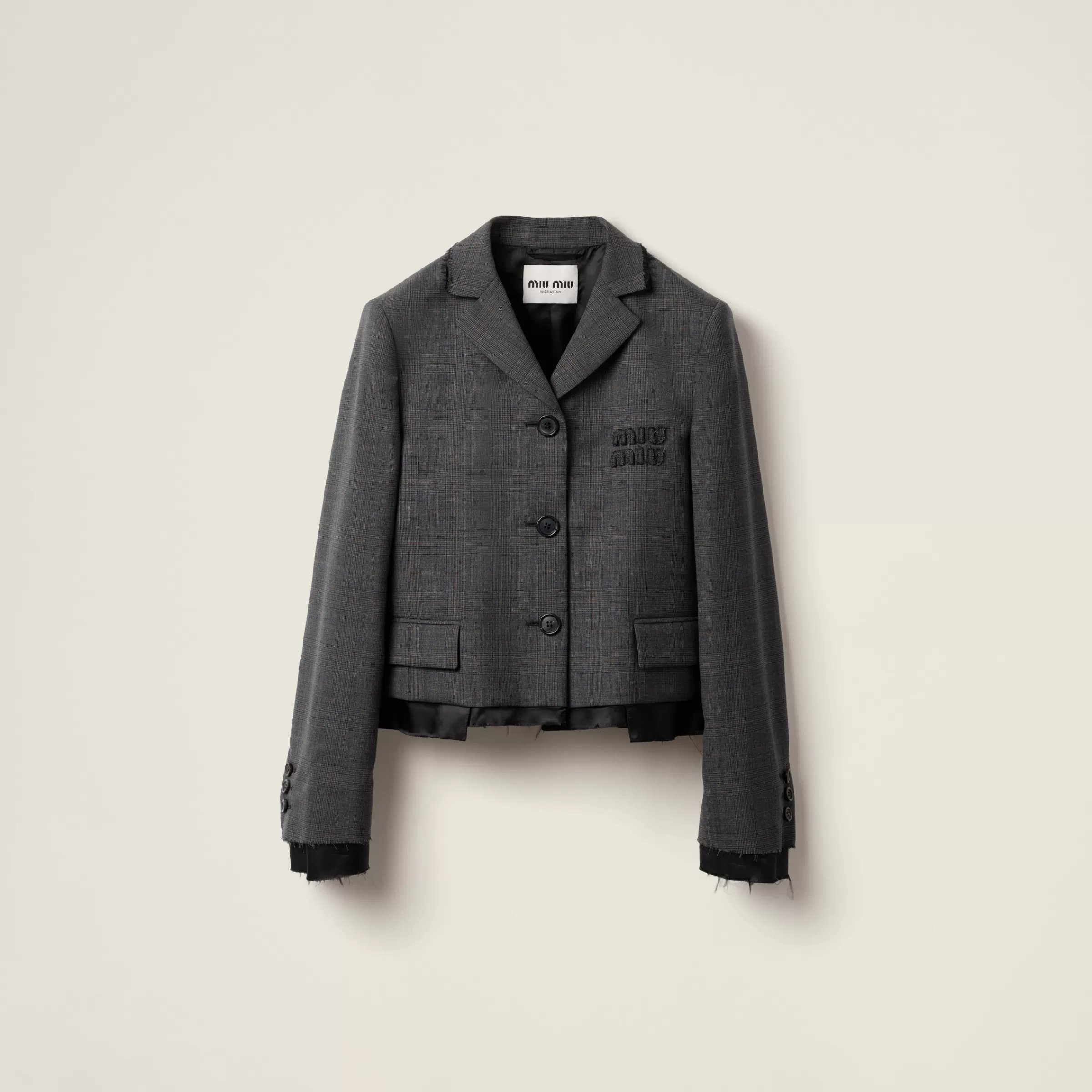 Single-breasted Prince of Wales check jacket>Miu Miu Cheap