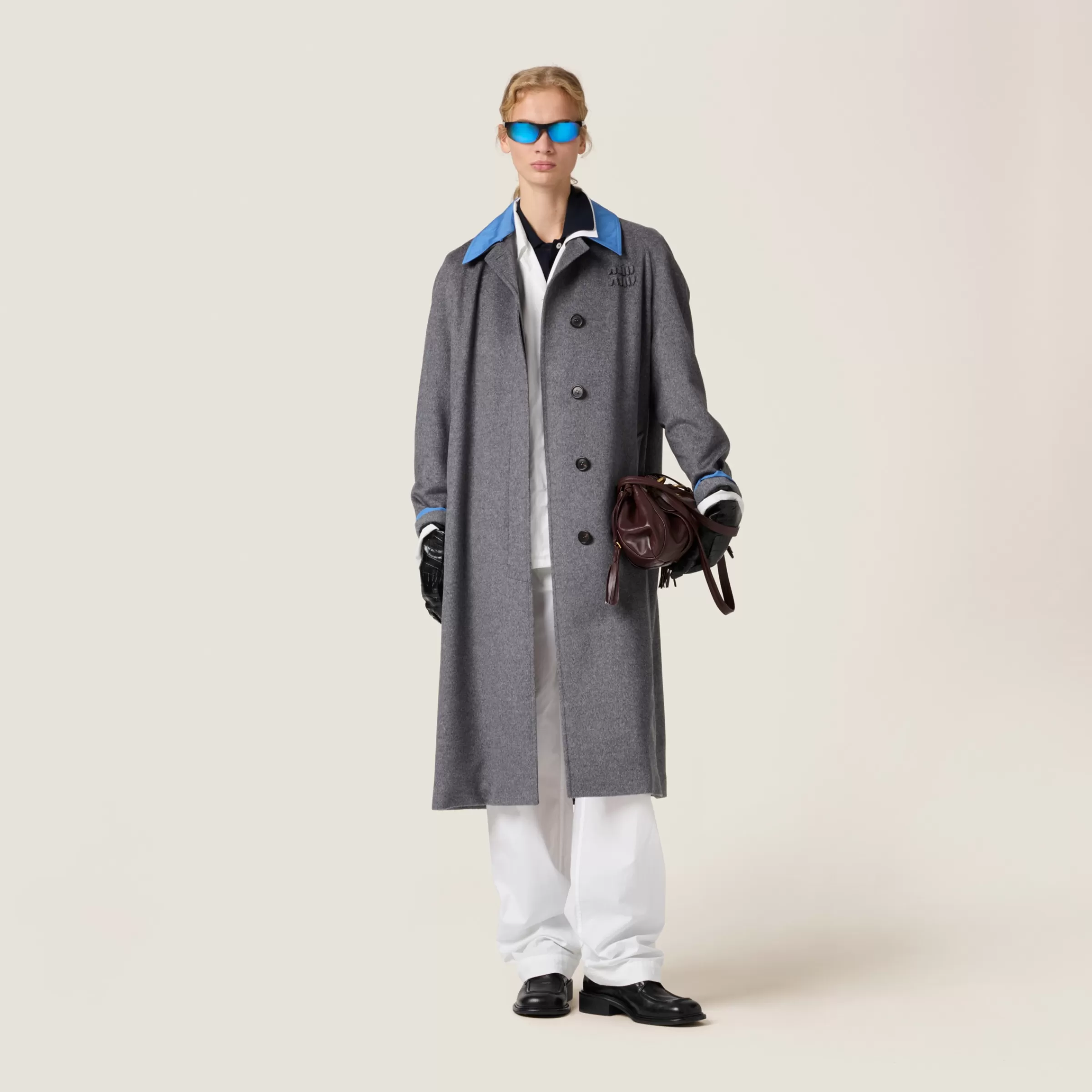 Single-breasted velour coat>Miu Miu Discount