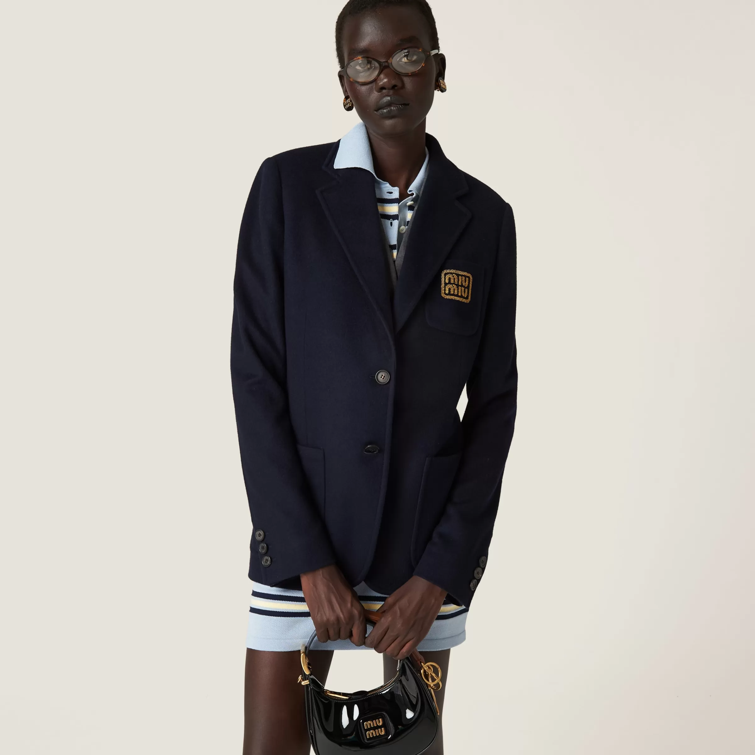 Single-breasted velour jacket>Miu Miu Cheap