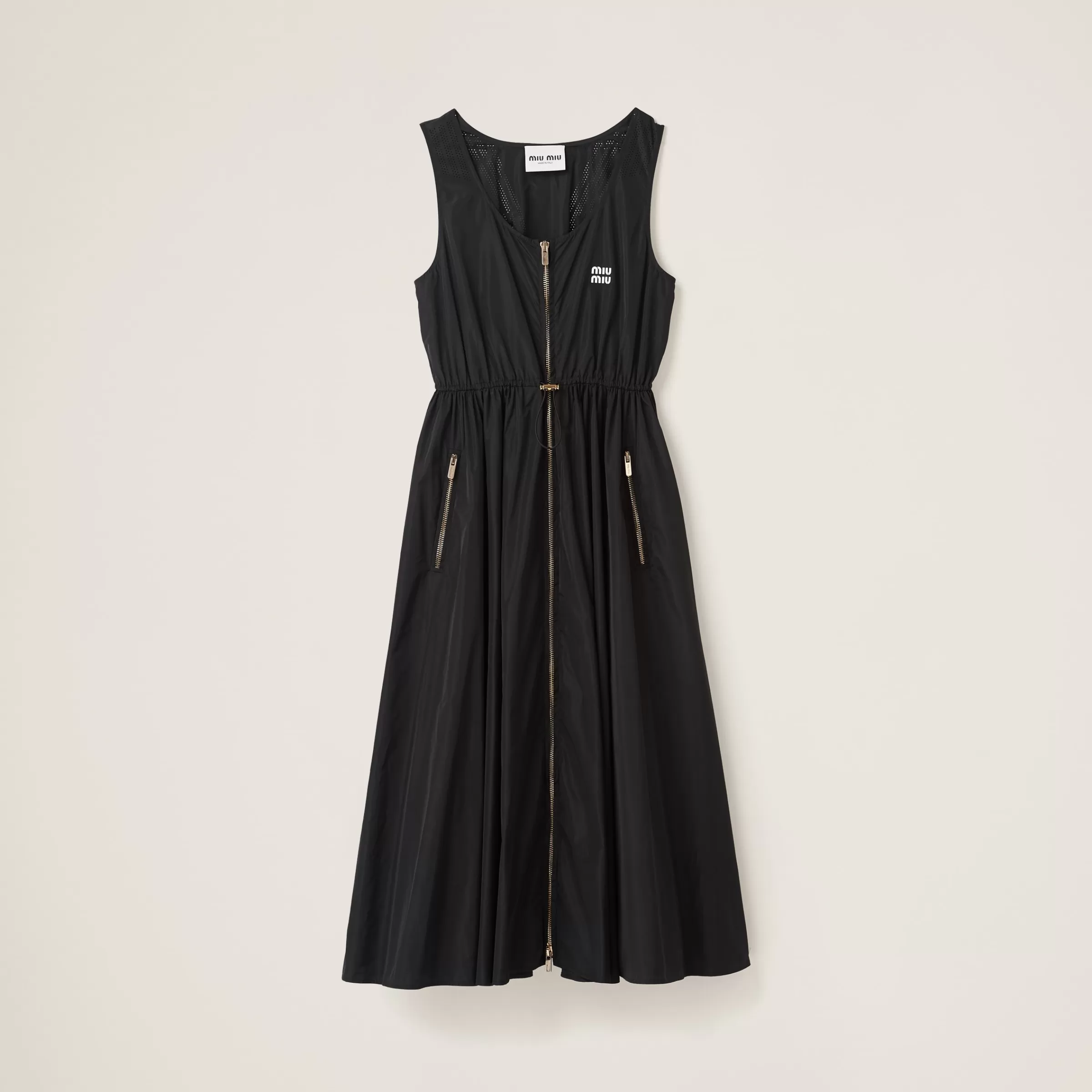 Sleeveless technical silk dress>Miu Miu Best Sale