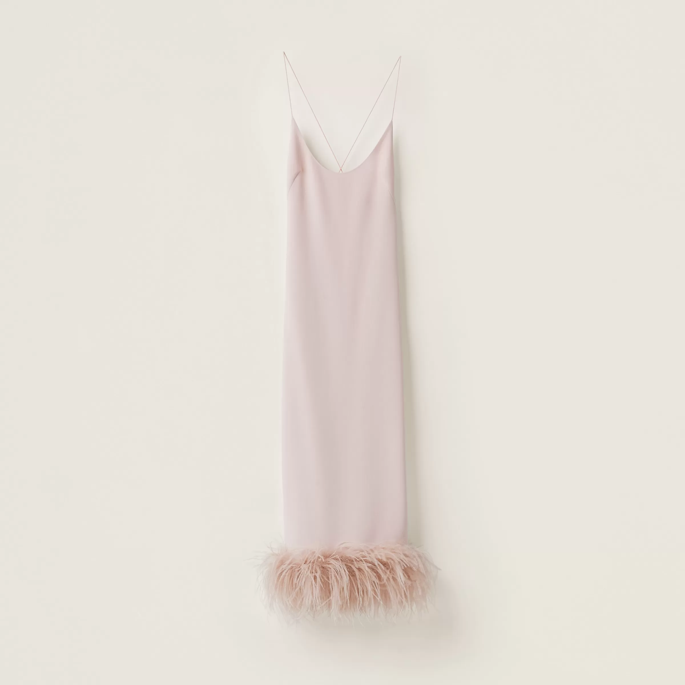 Stretch cady dress with feathers>Miu Miu New