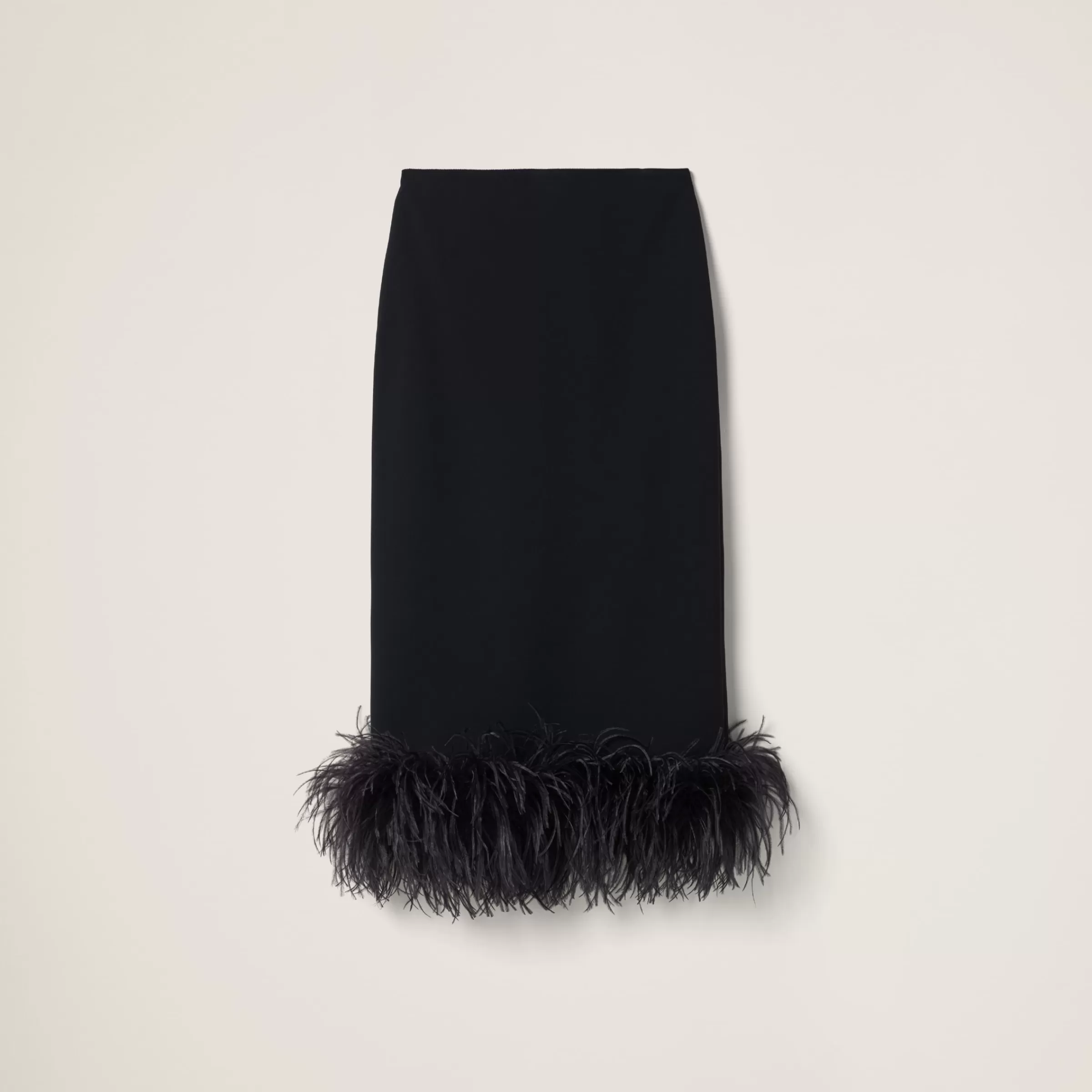Stretch cady skirt with feathers>Miu Miu Fashion