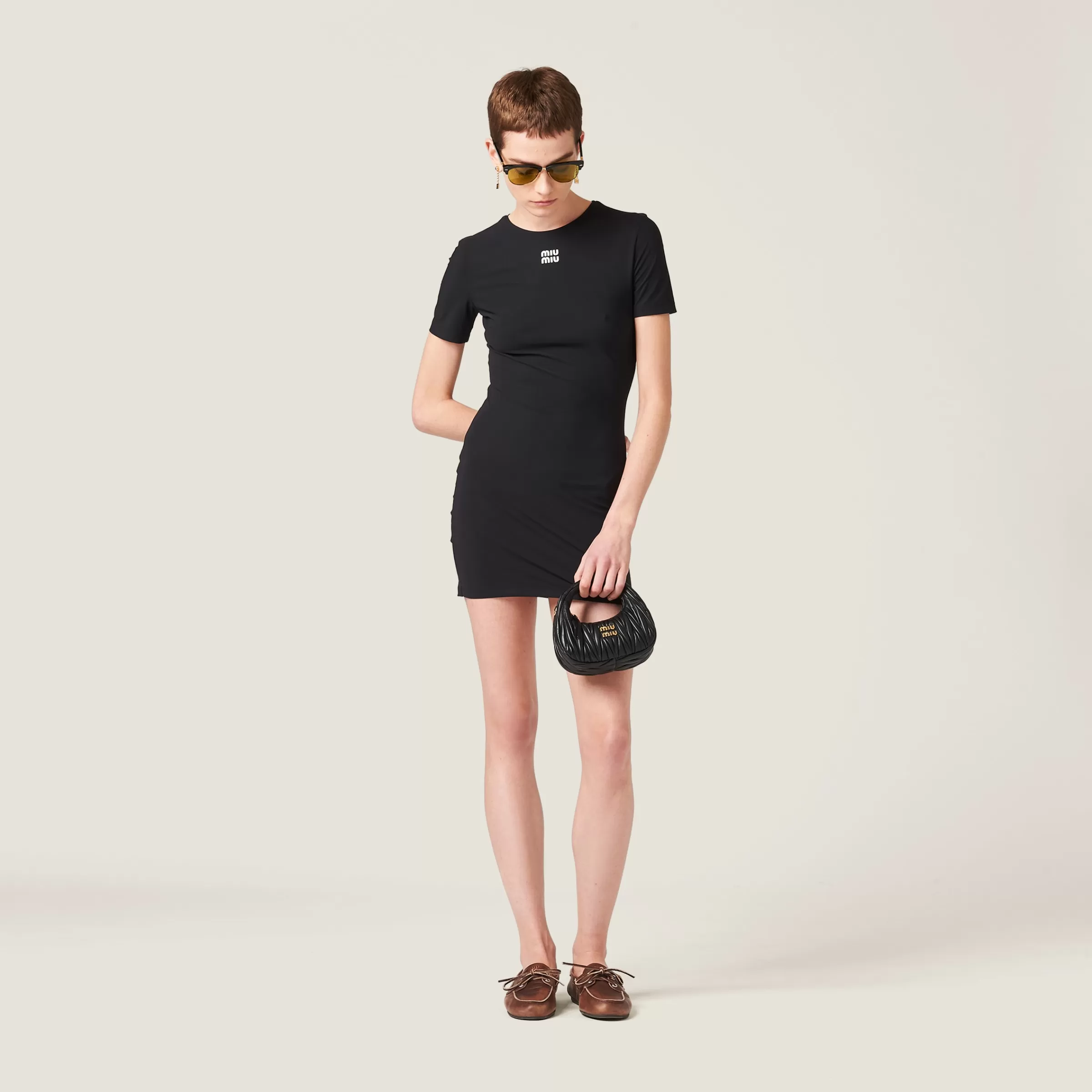 Stretch jersey minidress>Miu Miu Online