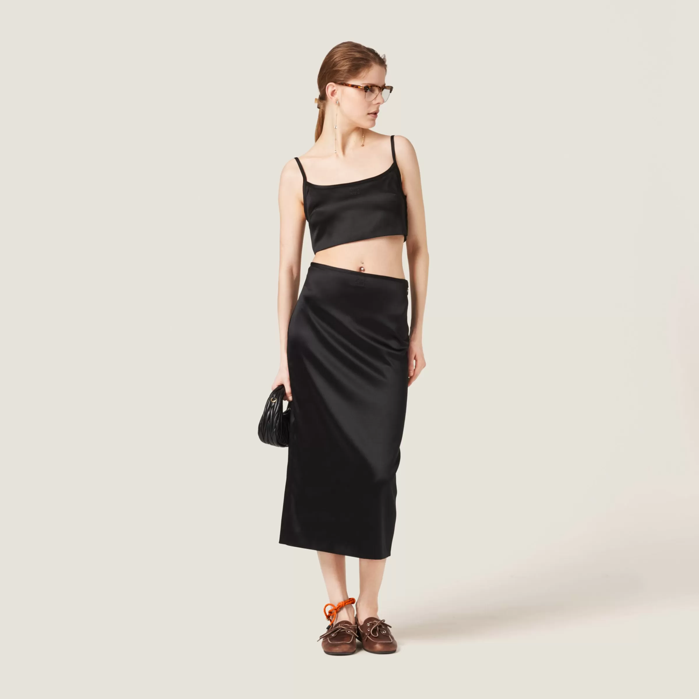 Stretch satin top>Miu Miu Outlet