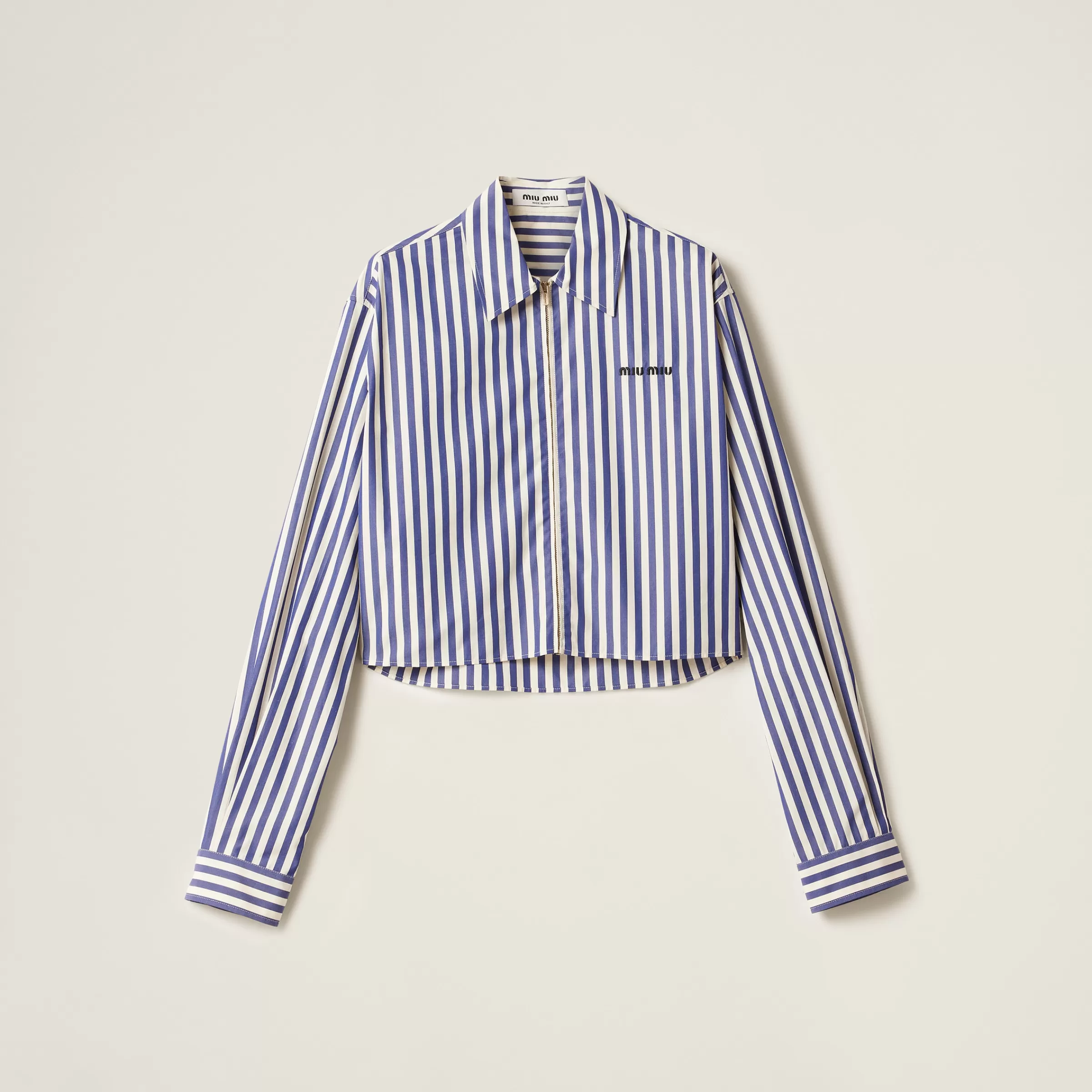Striped poplin shirt>Miu Miu New
