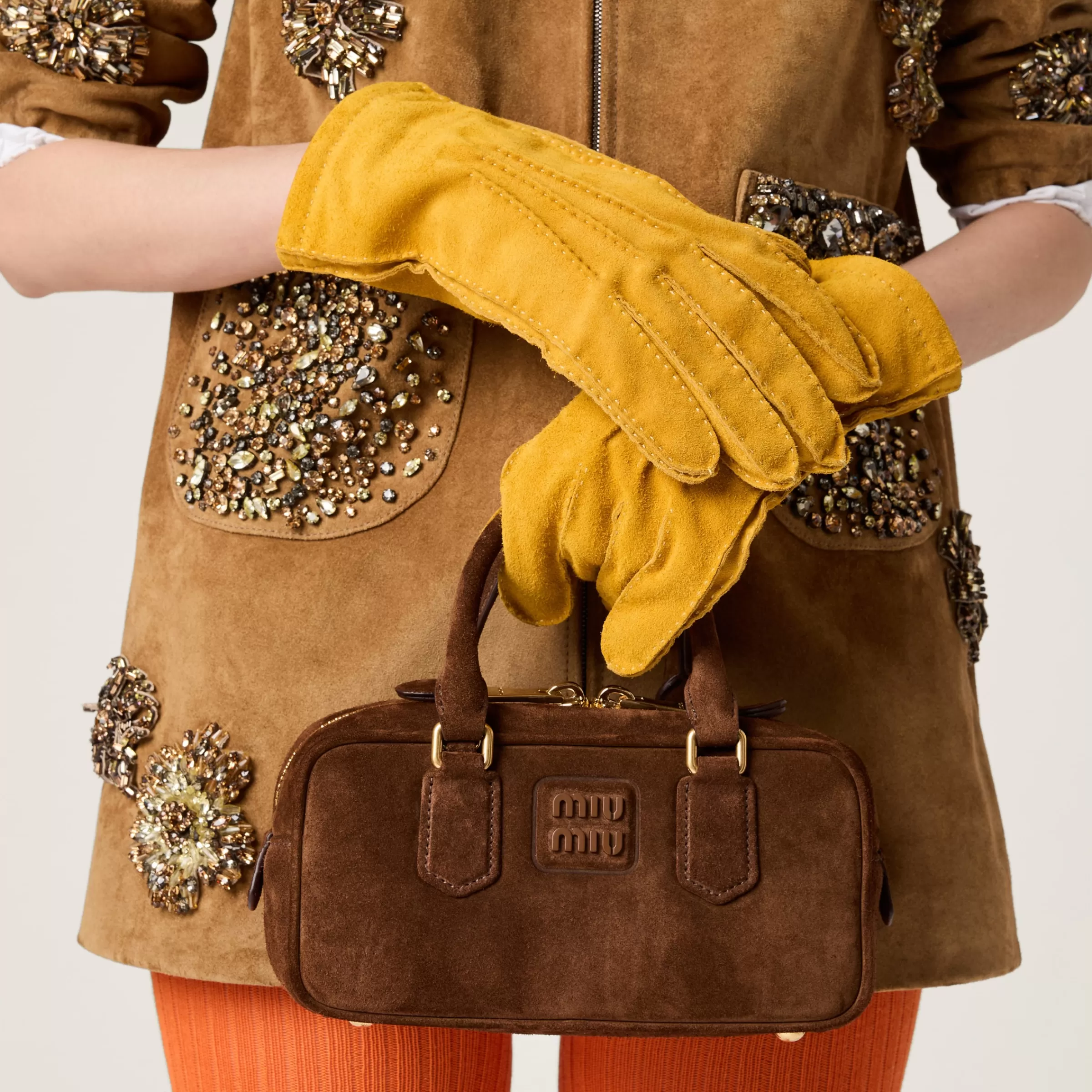 Suede gloves>Miu Miu Discount