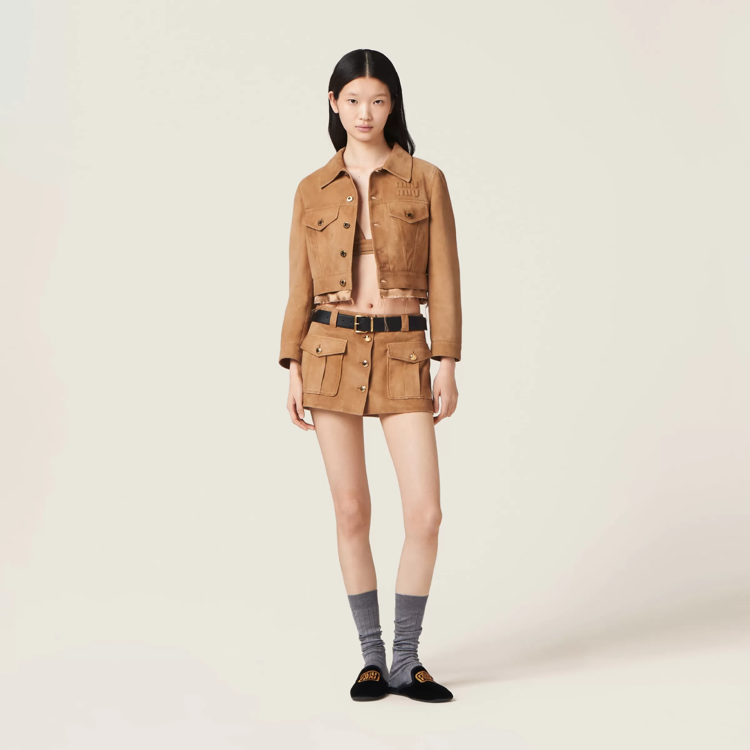 Suede skirt>Miu Miu Hot