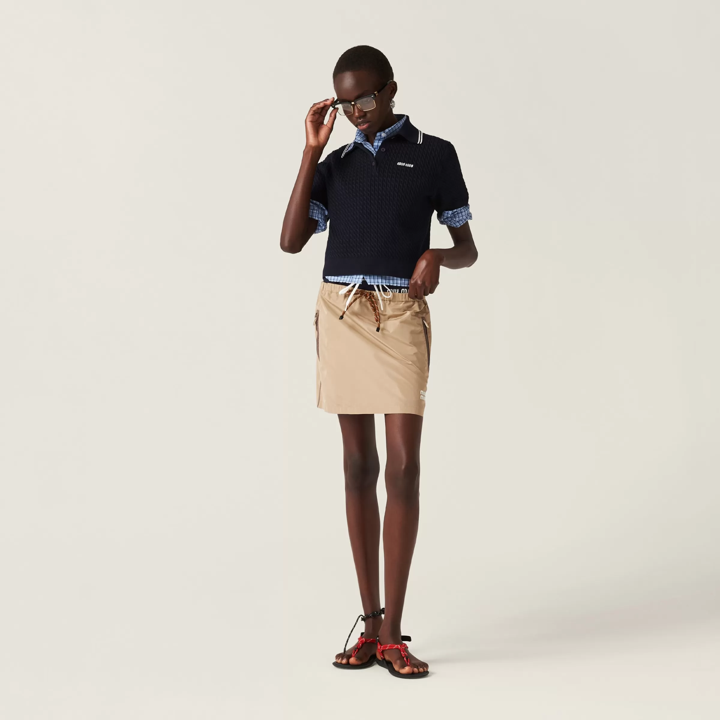 Technical fabric miniskirt>Miu Miu New