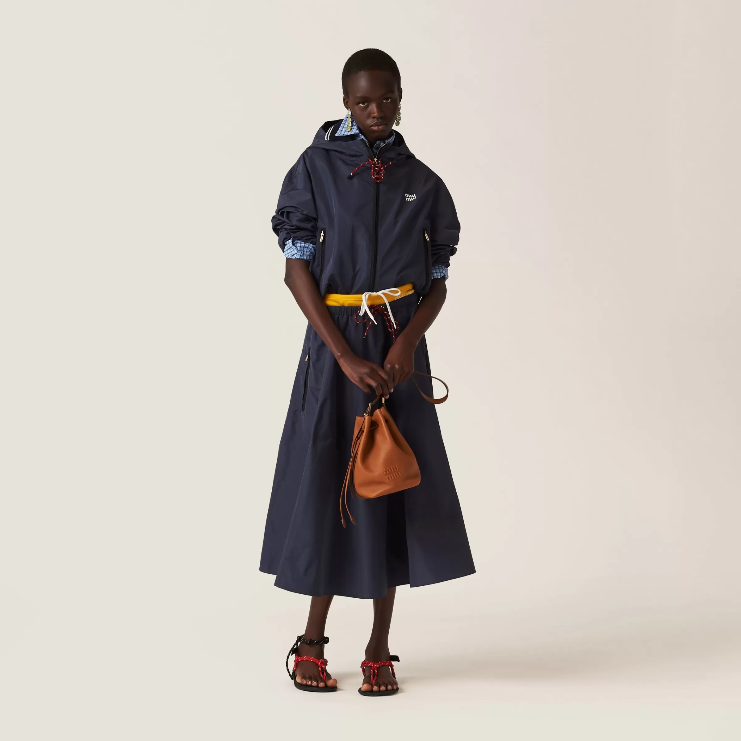 Technical fabric skirt>Miu Miu Hot