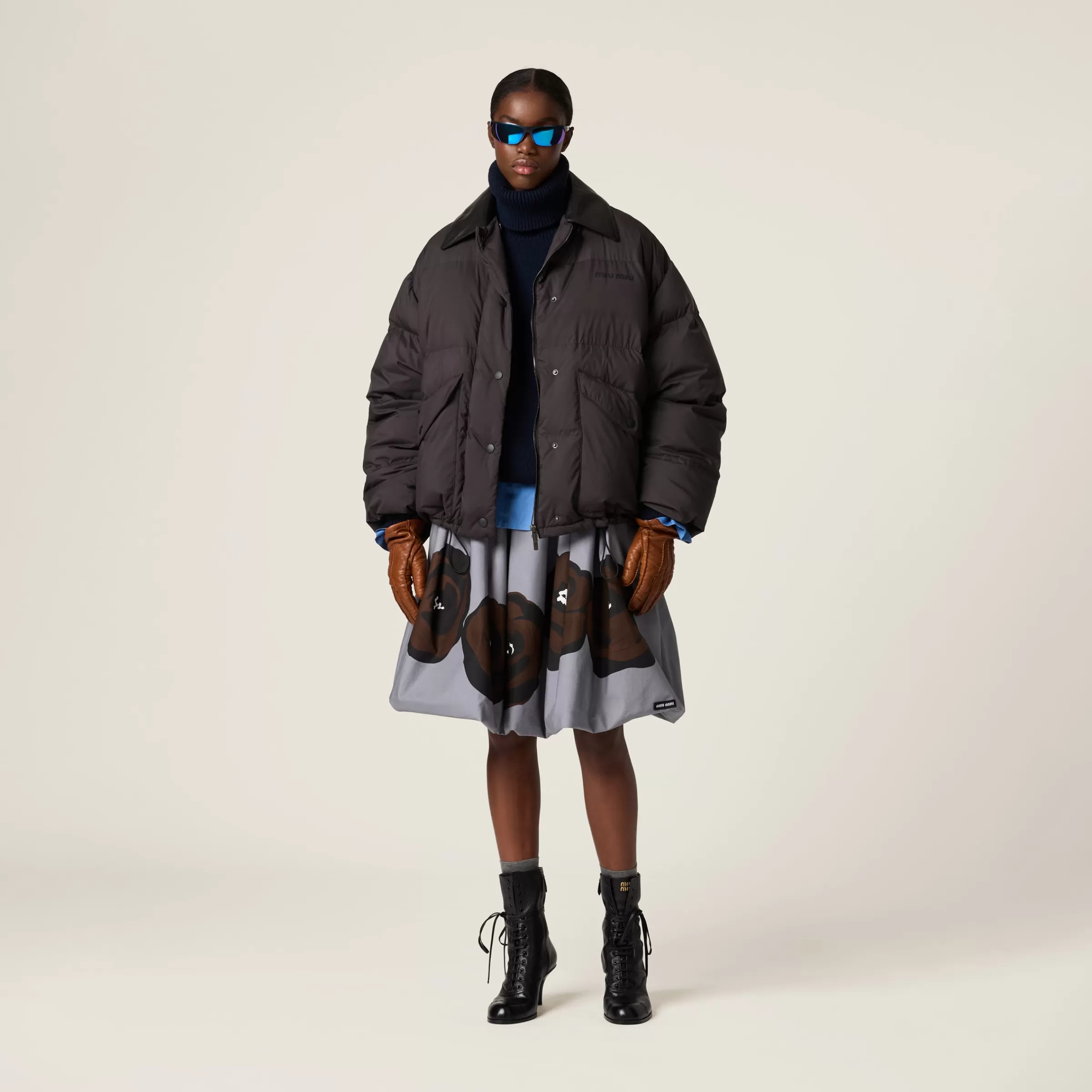 Technical pongé cropped down jacket>Miu Miu Hot