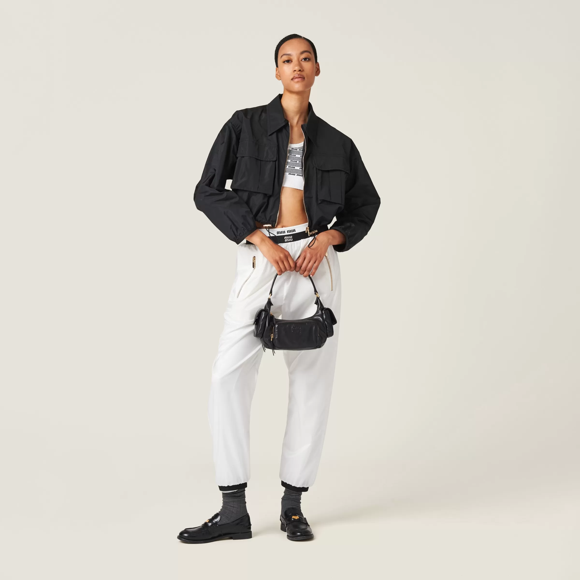 Technical silk blouson jacket>Miu Miu Hot
