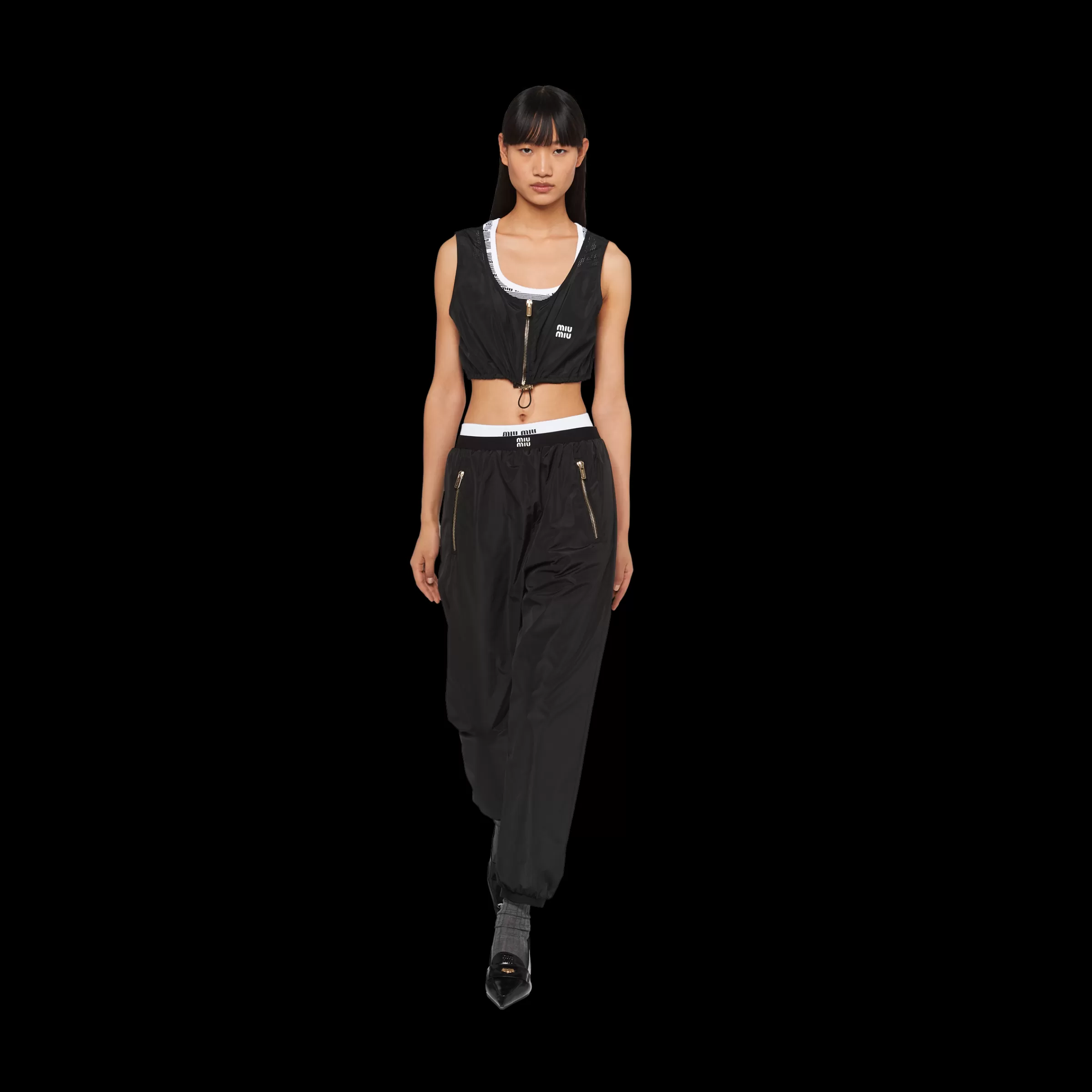Technical silk joggers>Miu Miu Fashion