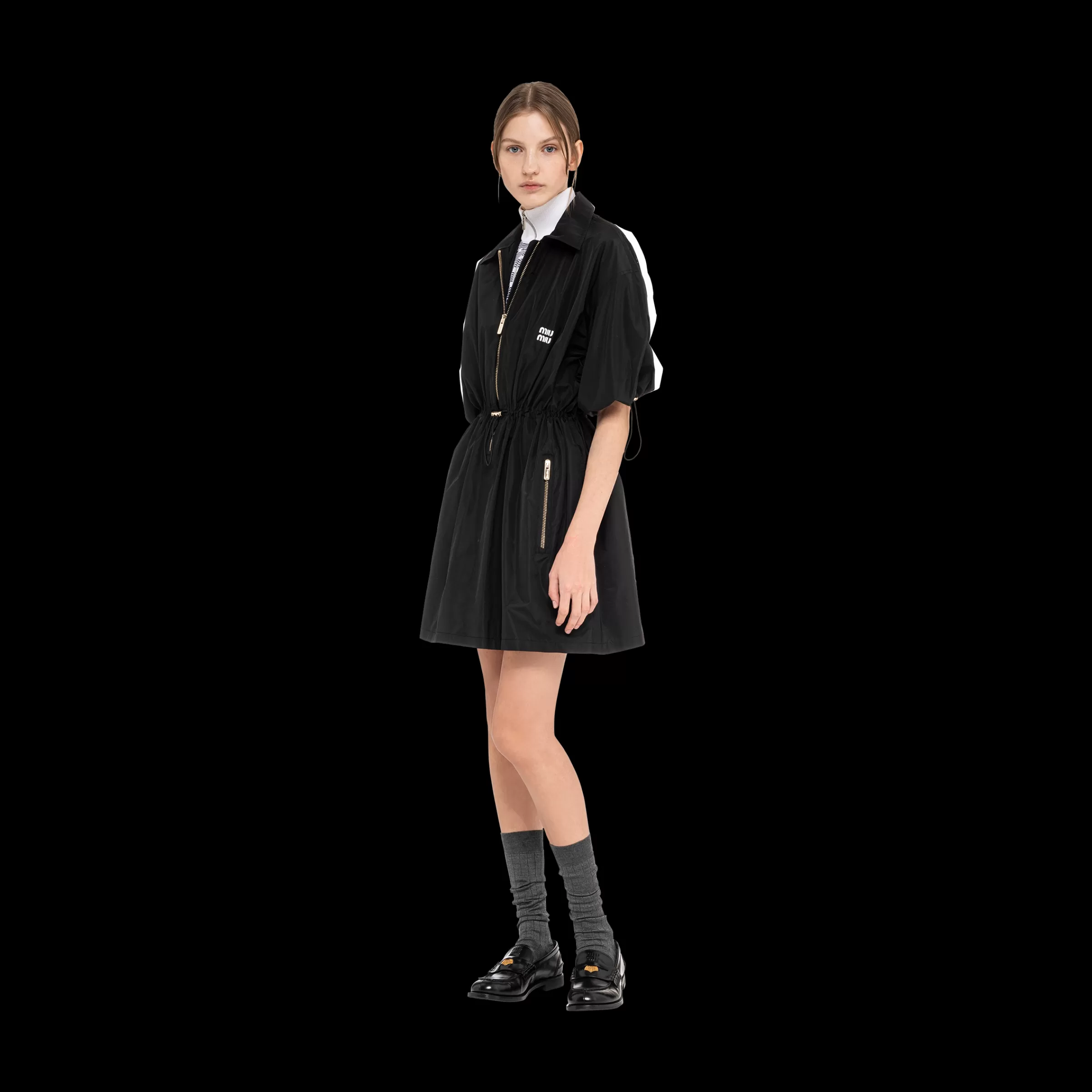 Technical silk mini-dress>Miu Miu Best Sale