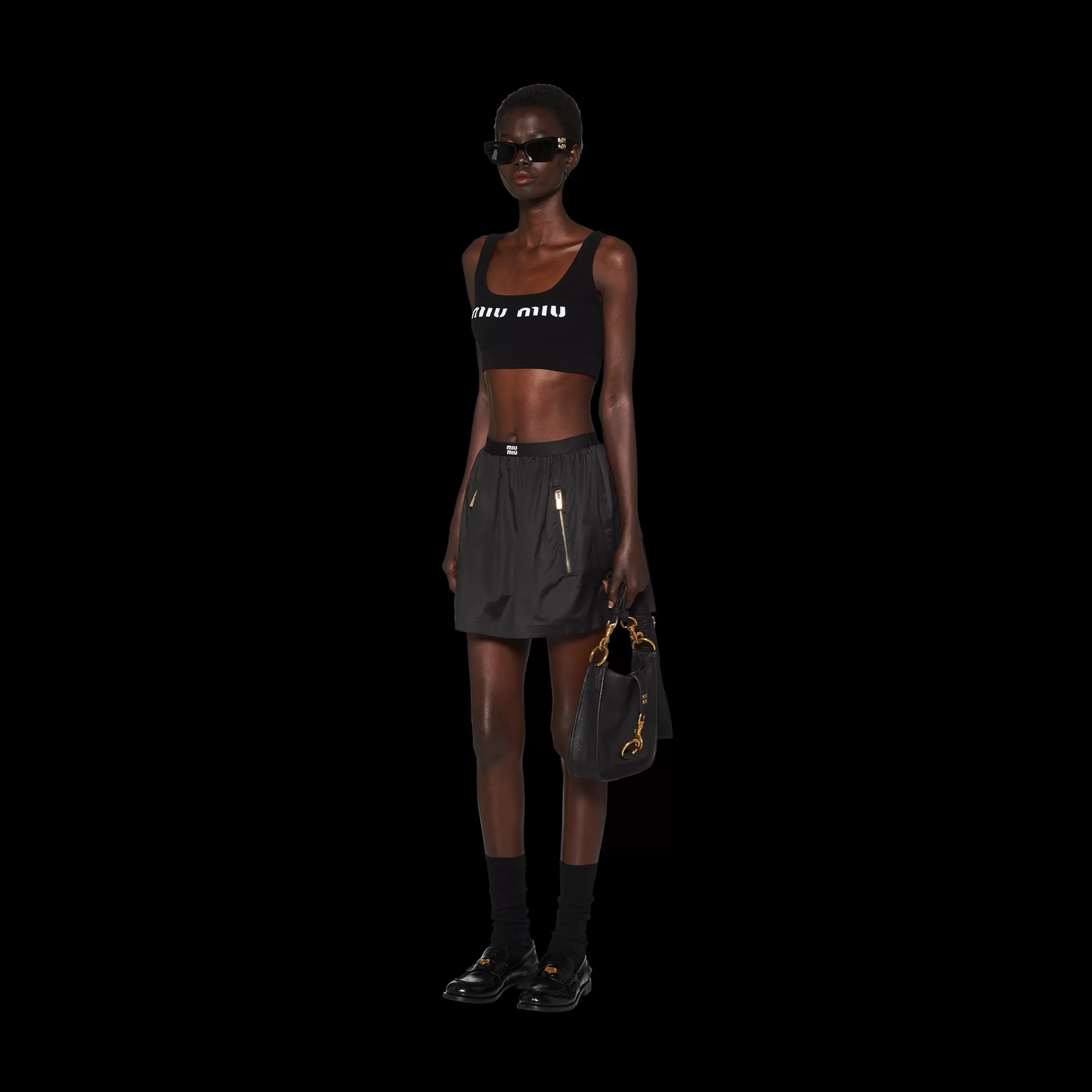 Technical silk miniskirt>Miu Miu Online