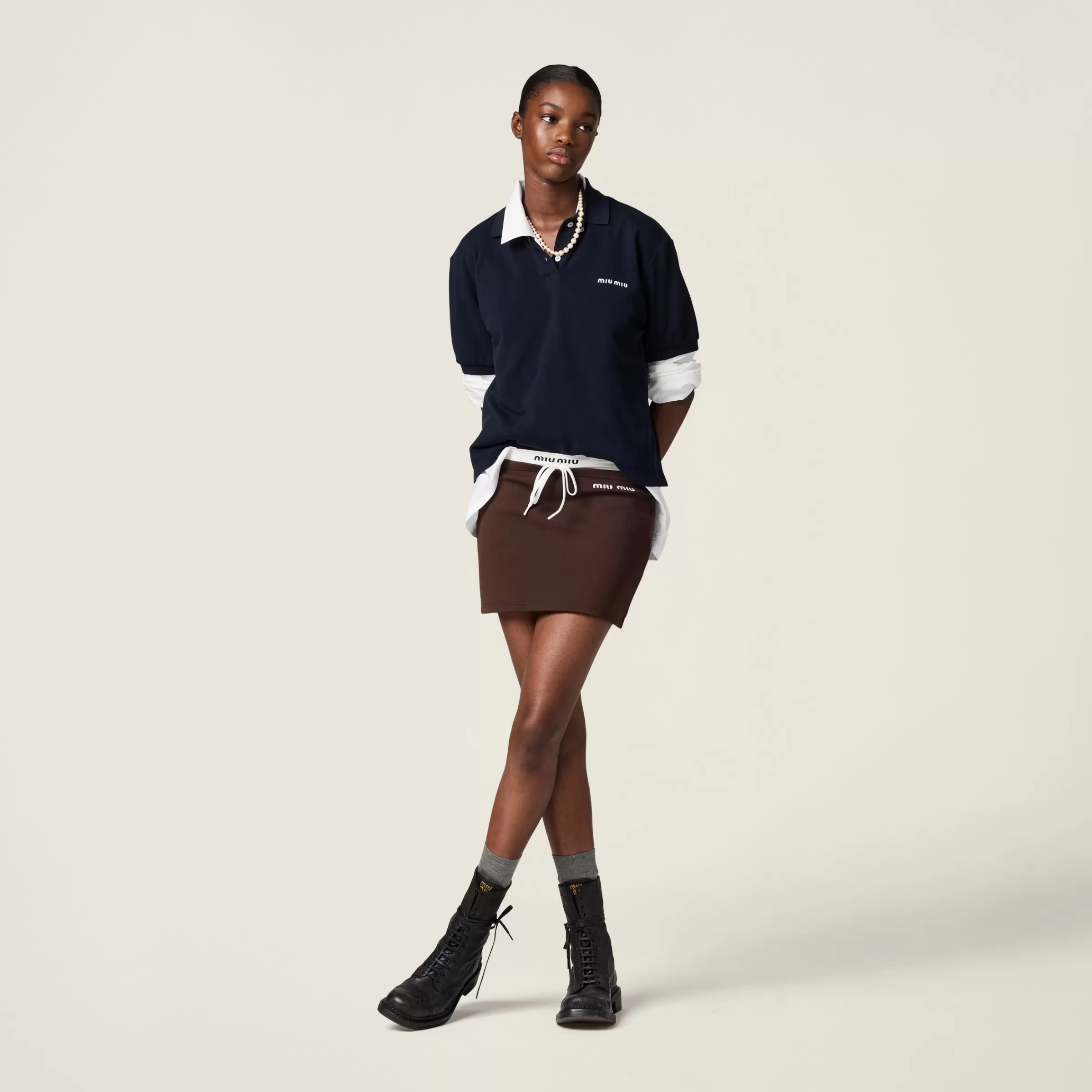 Technical yarn miniskirt>Miu Miu Outlet