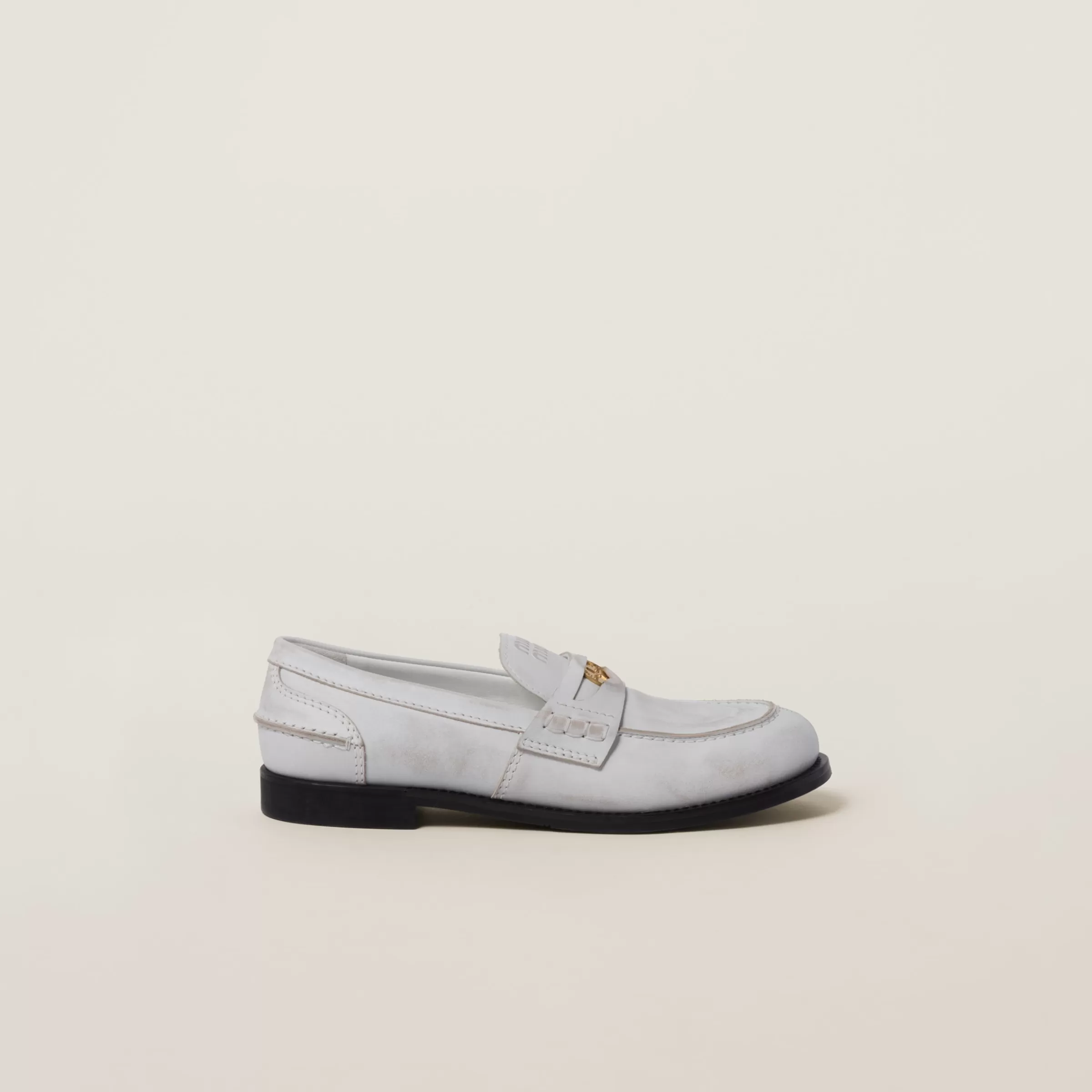 Vintage-effect leather penny loafers>Miu Miu Best Sale