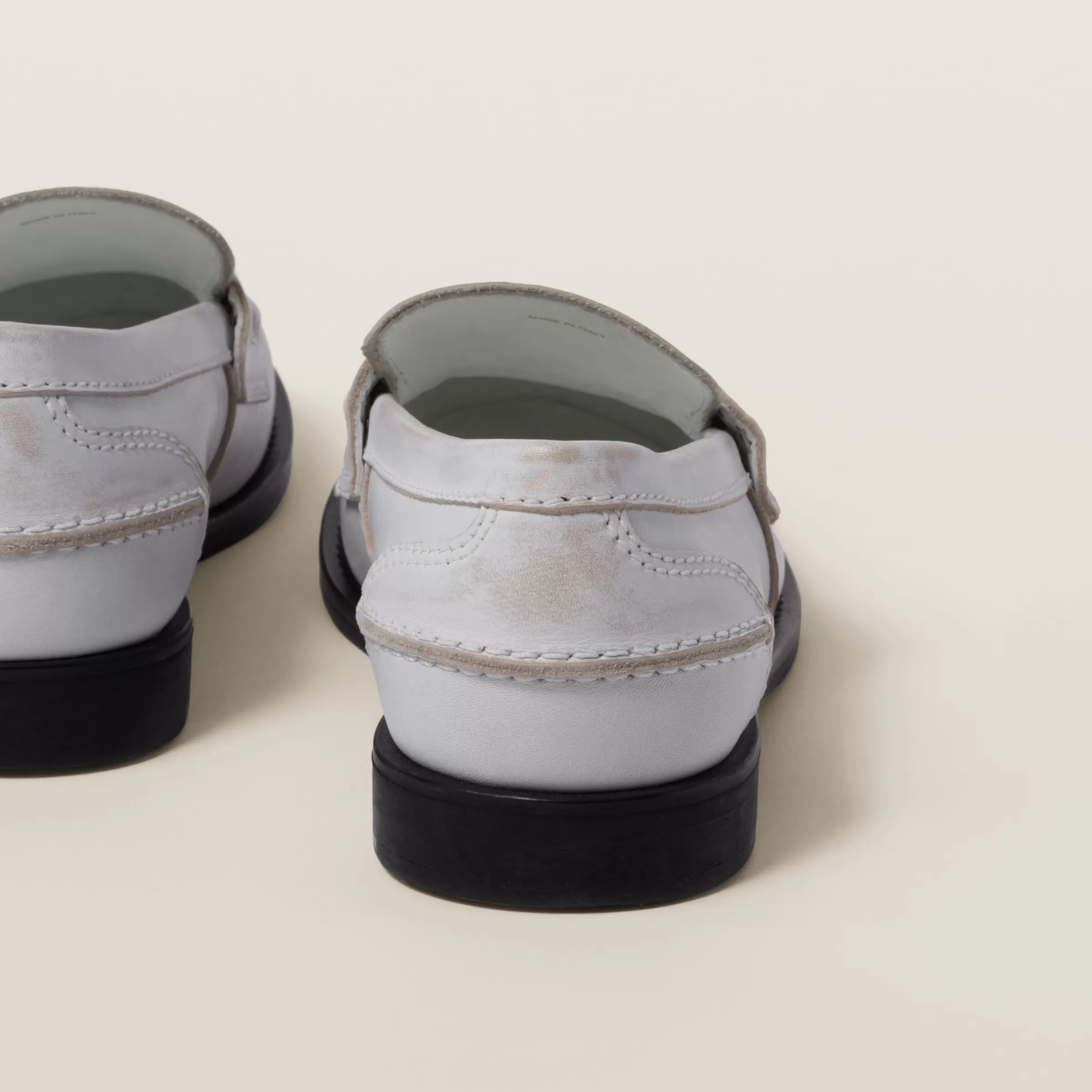 Vintage-effect leather penny loafers>Miu Miu Best Sale