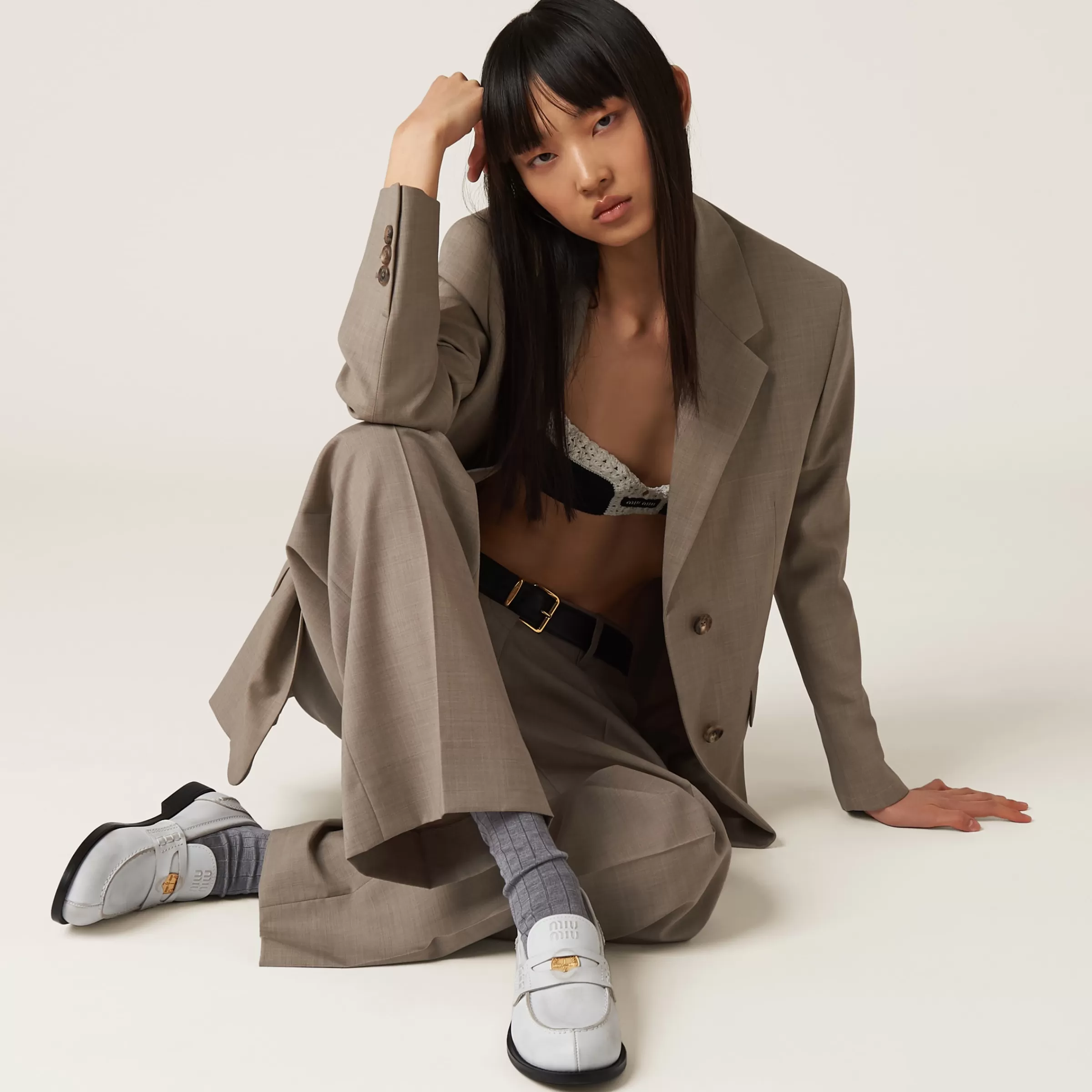 Vintage-effect leather penny loafers>Miu Miu Best Sale