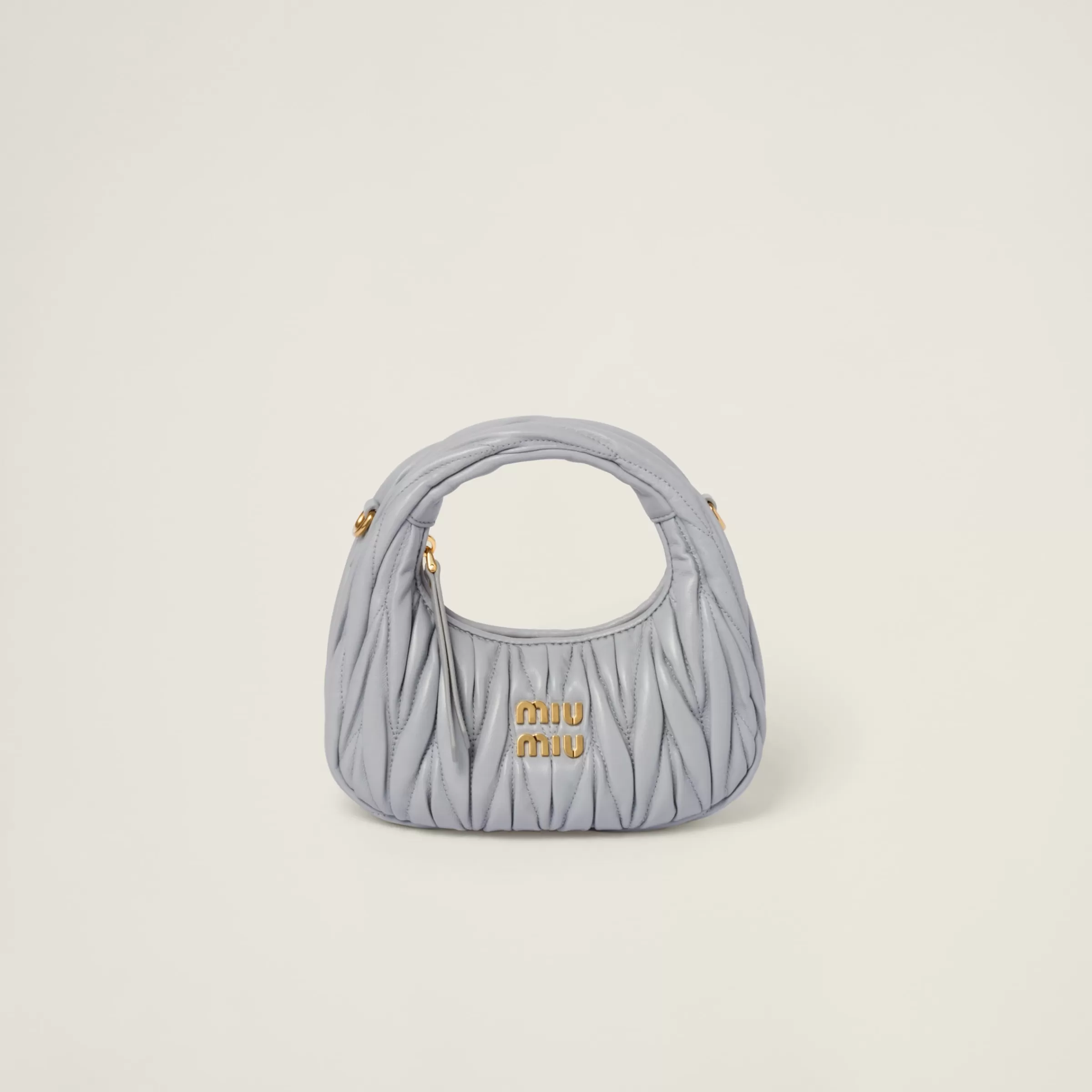 Wander matelassé nappa leather hobo mini-bag>Miu Miu Best Sale