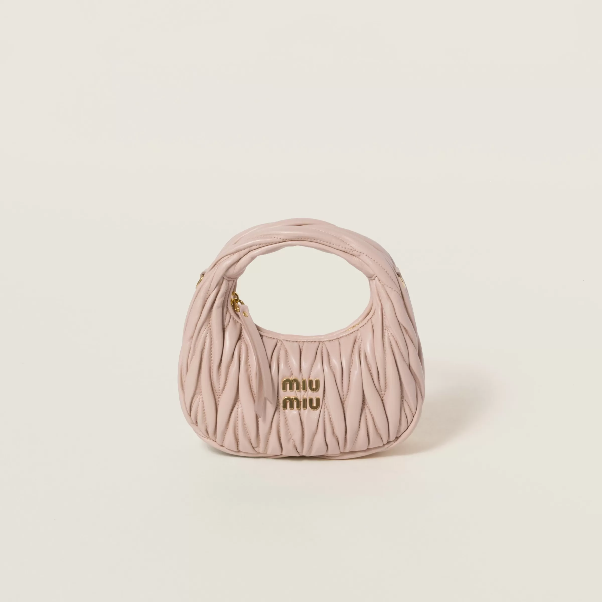 Wander matelassé nappa leather hobo mini-bag>Miu Miu Sale