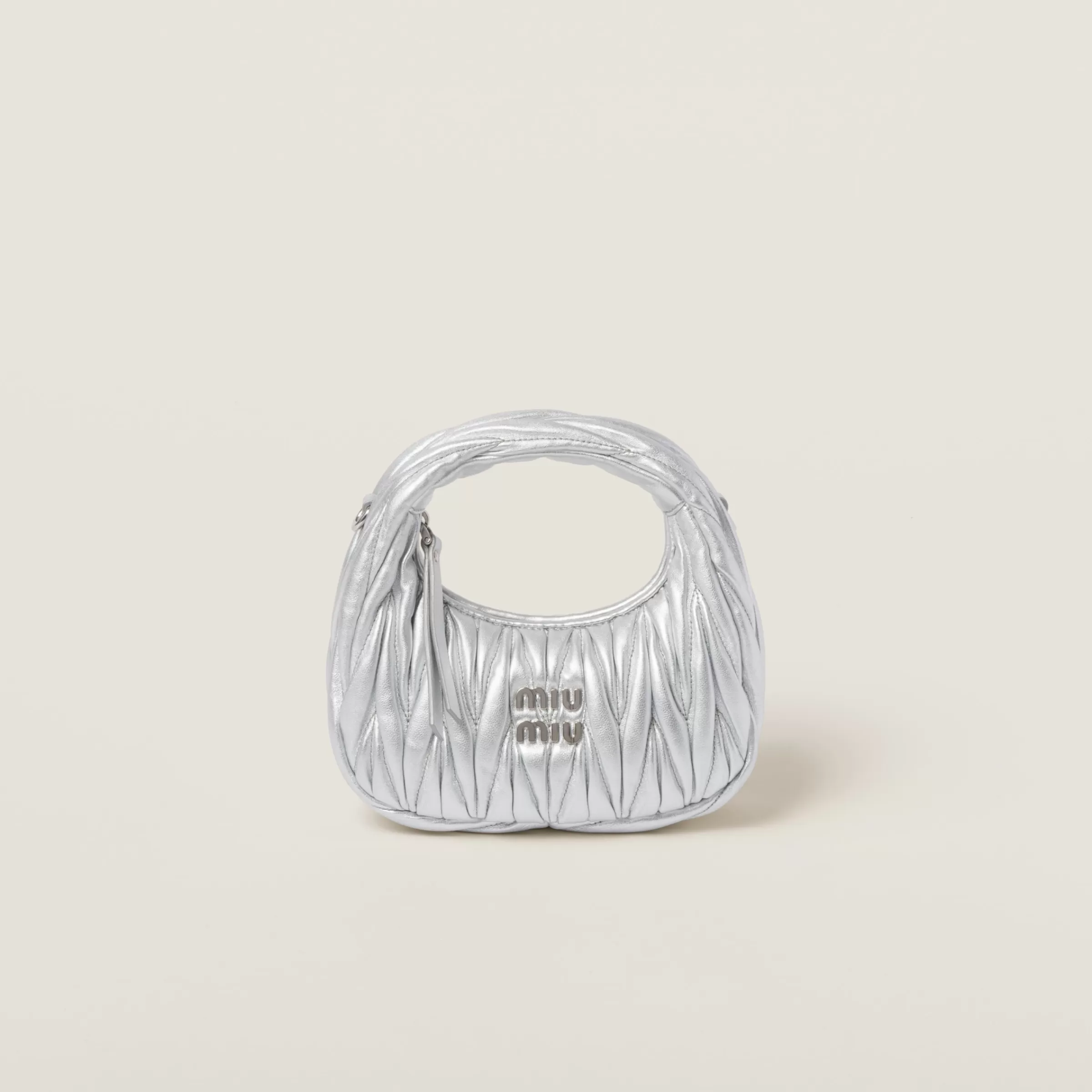 Wander matelassé nappa leather hobo mini-bag>Miu Miu Cheap