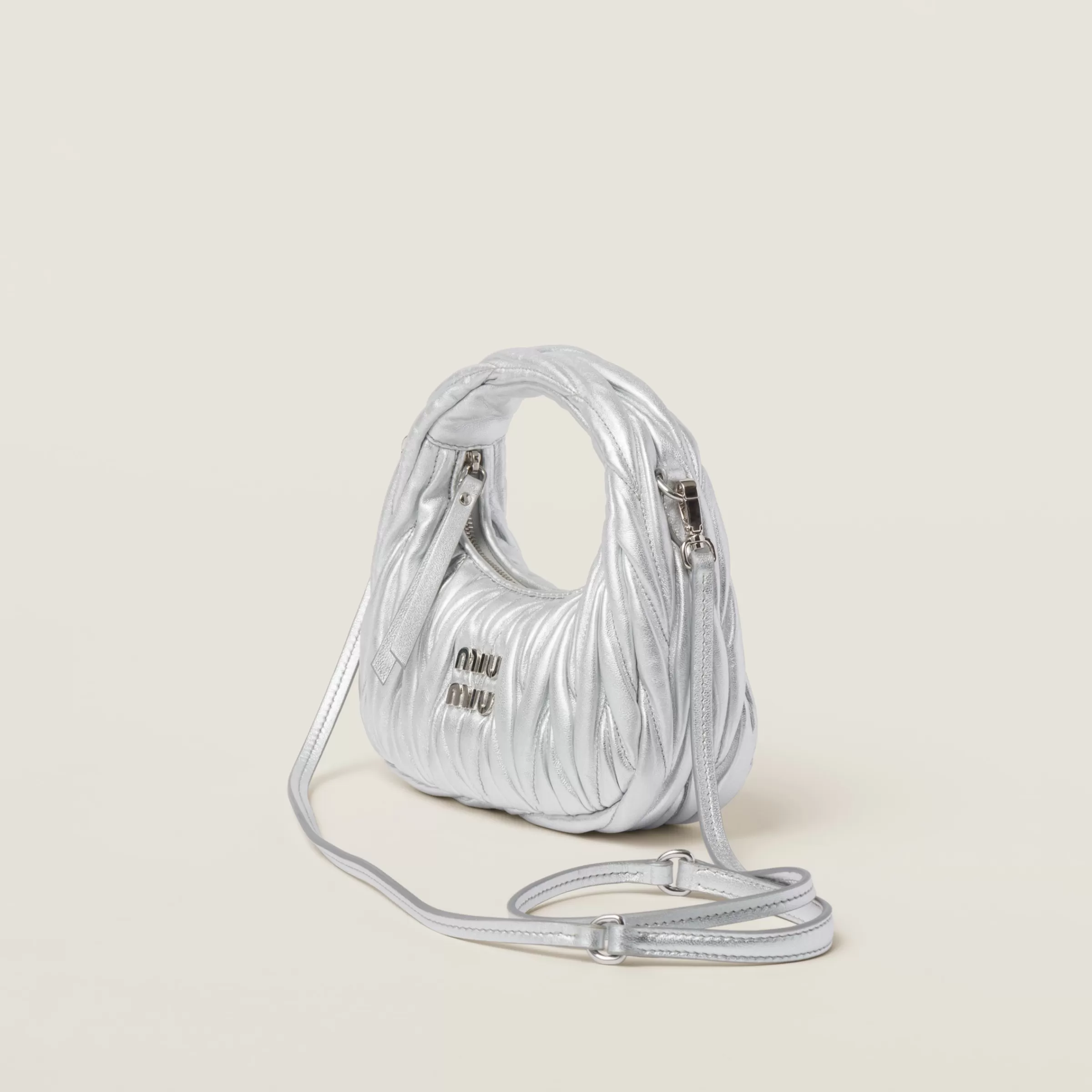 Wander matelassé nappa leather hobo mini-bag>Miu Miu Cheap
