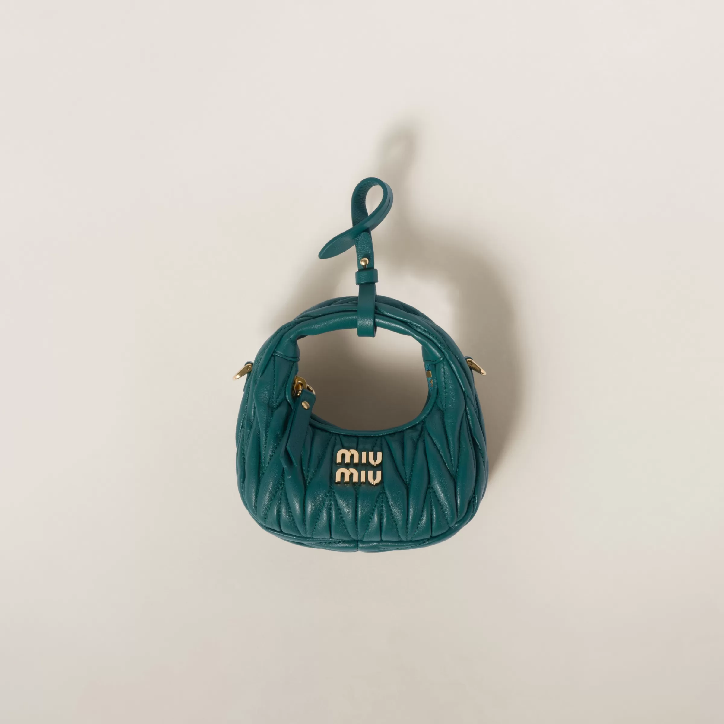 Wander matelassé nappa leather micro hobo bag>Miu Miu Cheap