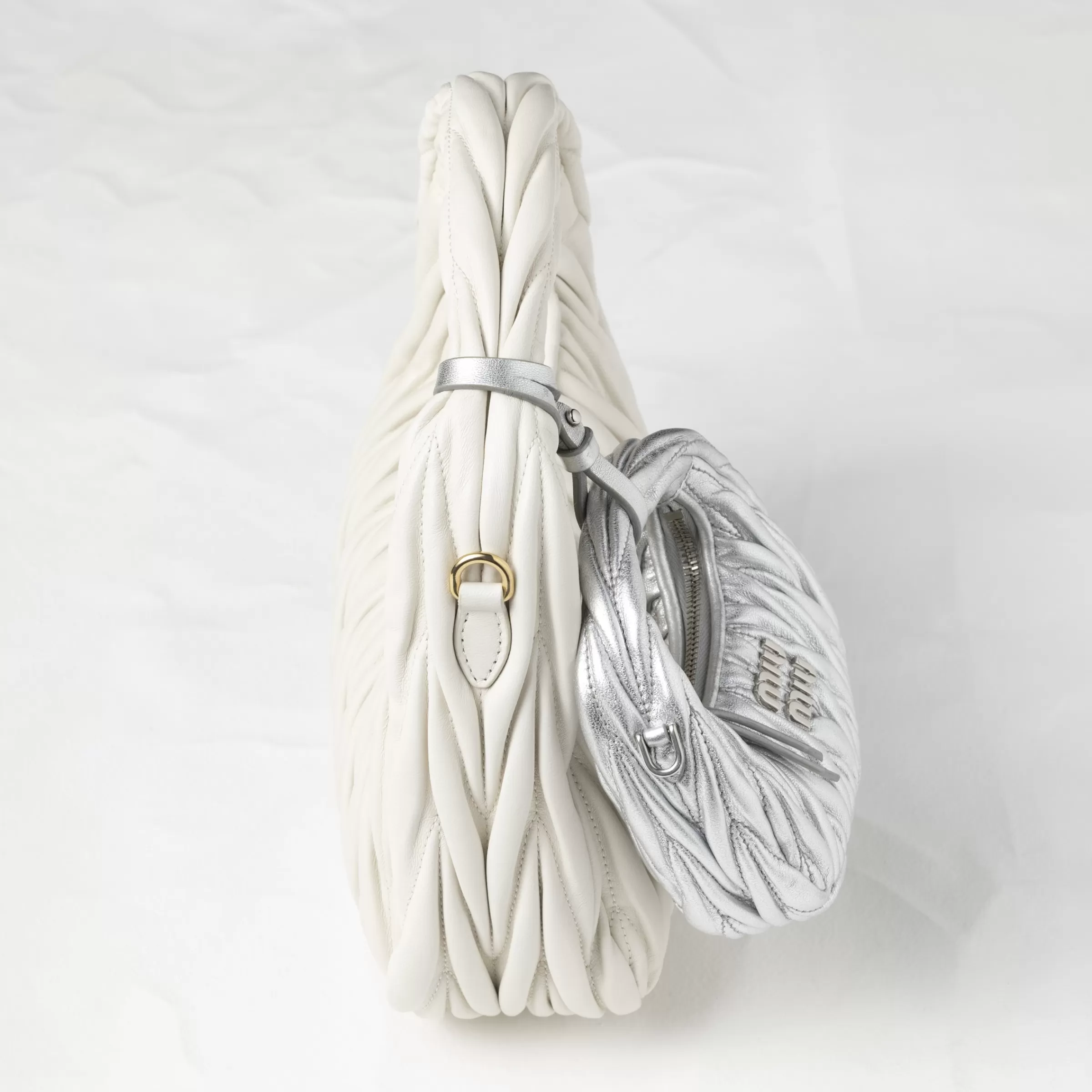 Wander matelassé nappa leather micro hobo bag>Miu Miu Flash Sale
