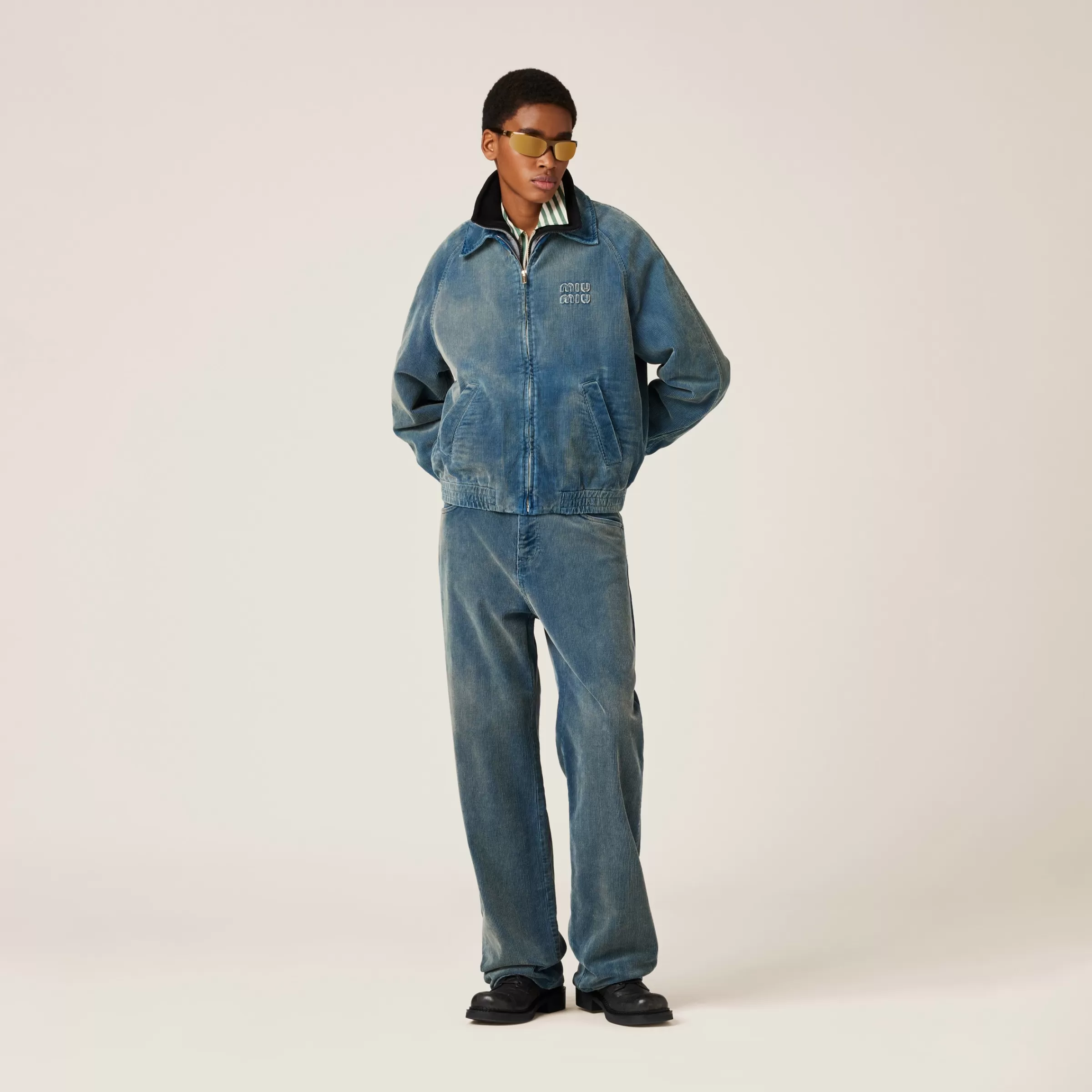 Washed corduroy blouson jacket>Miu Miu Sale