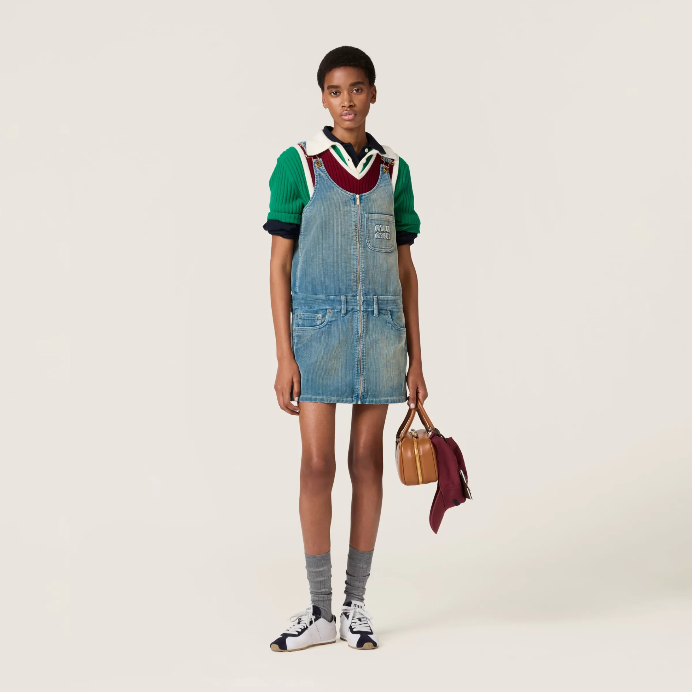 Washed corduroy mini-dress>Miu Miu Hot