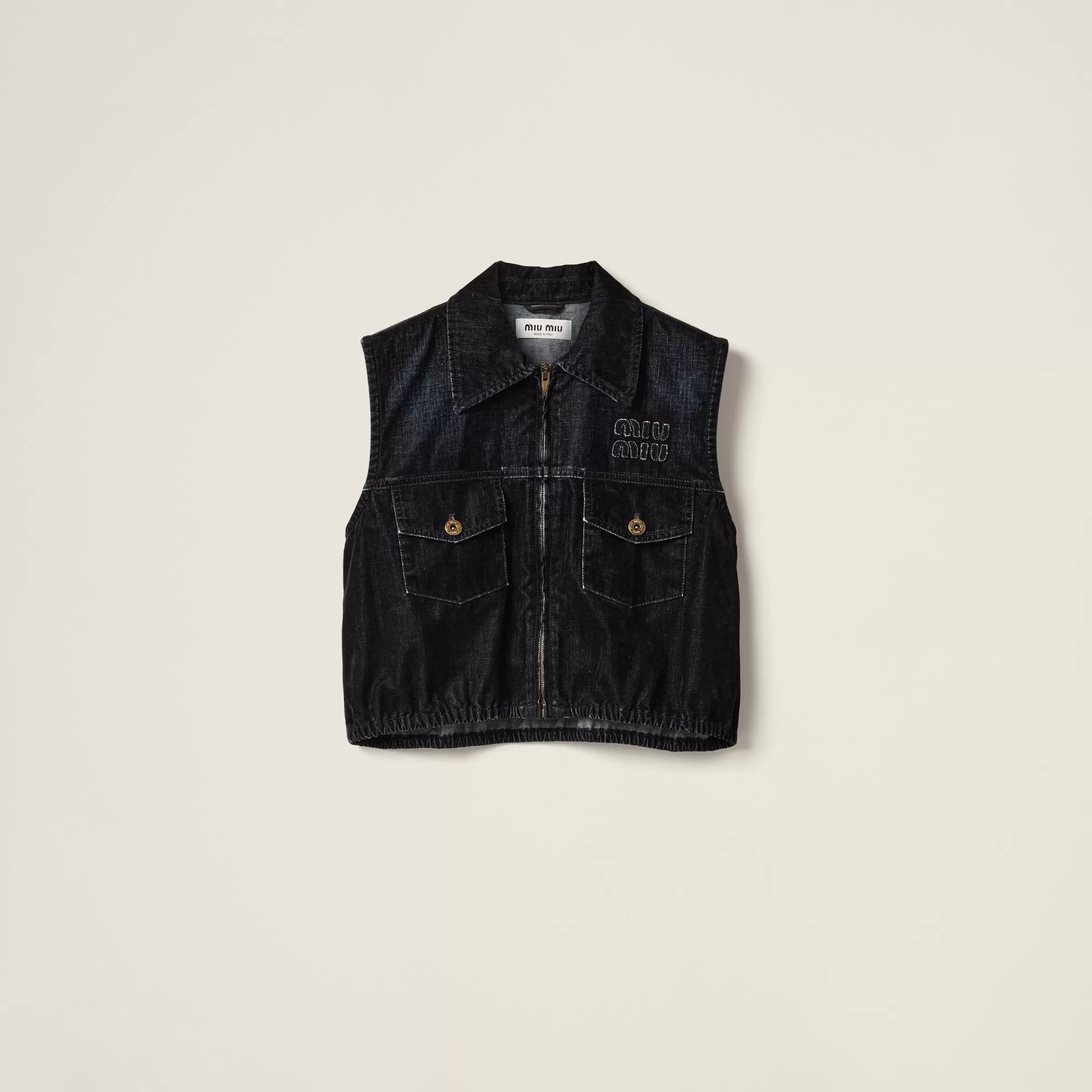Washed flocked chambray top>Miu Miu Cheap