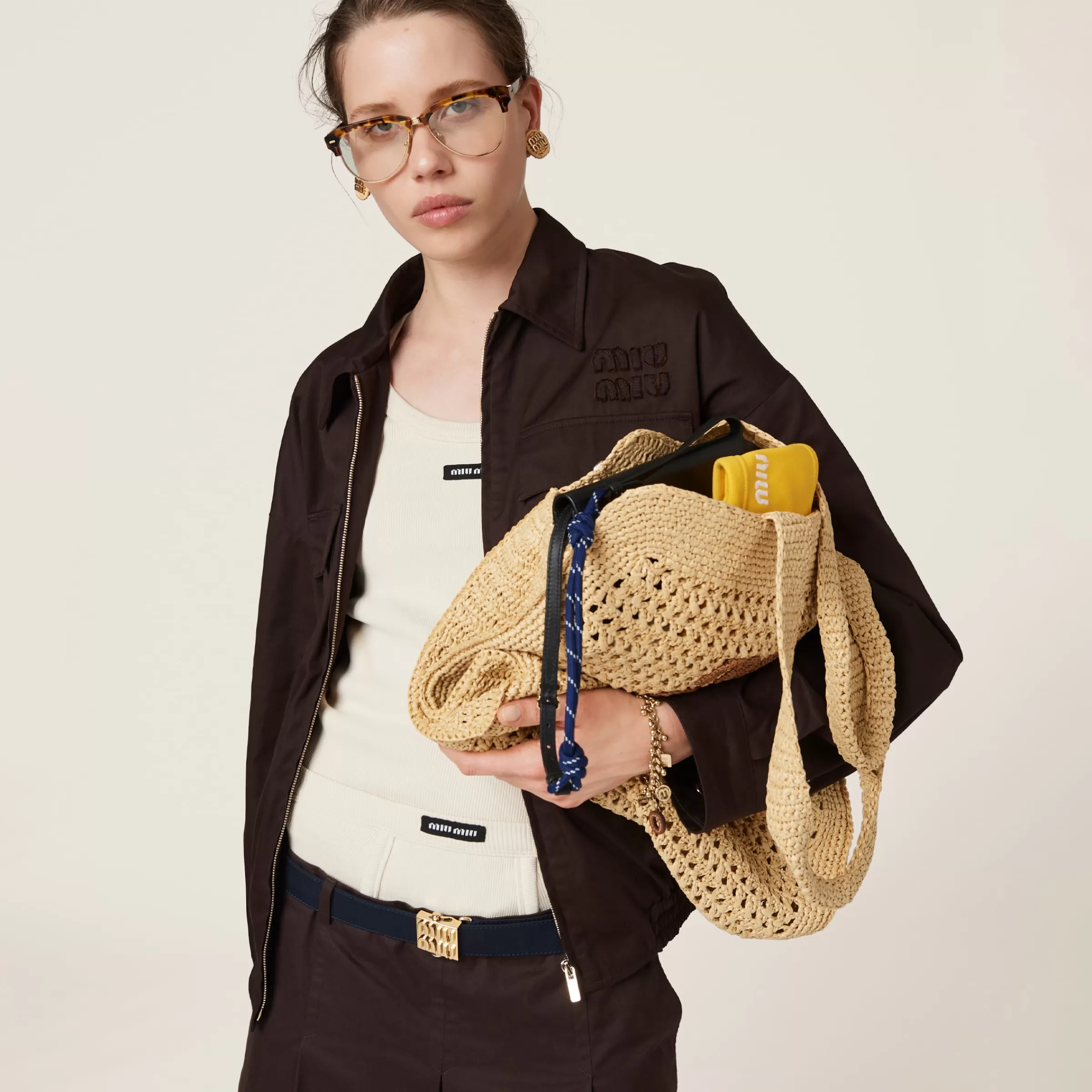 Washed gabardine blouson jacket>Miu Miu Cheap