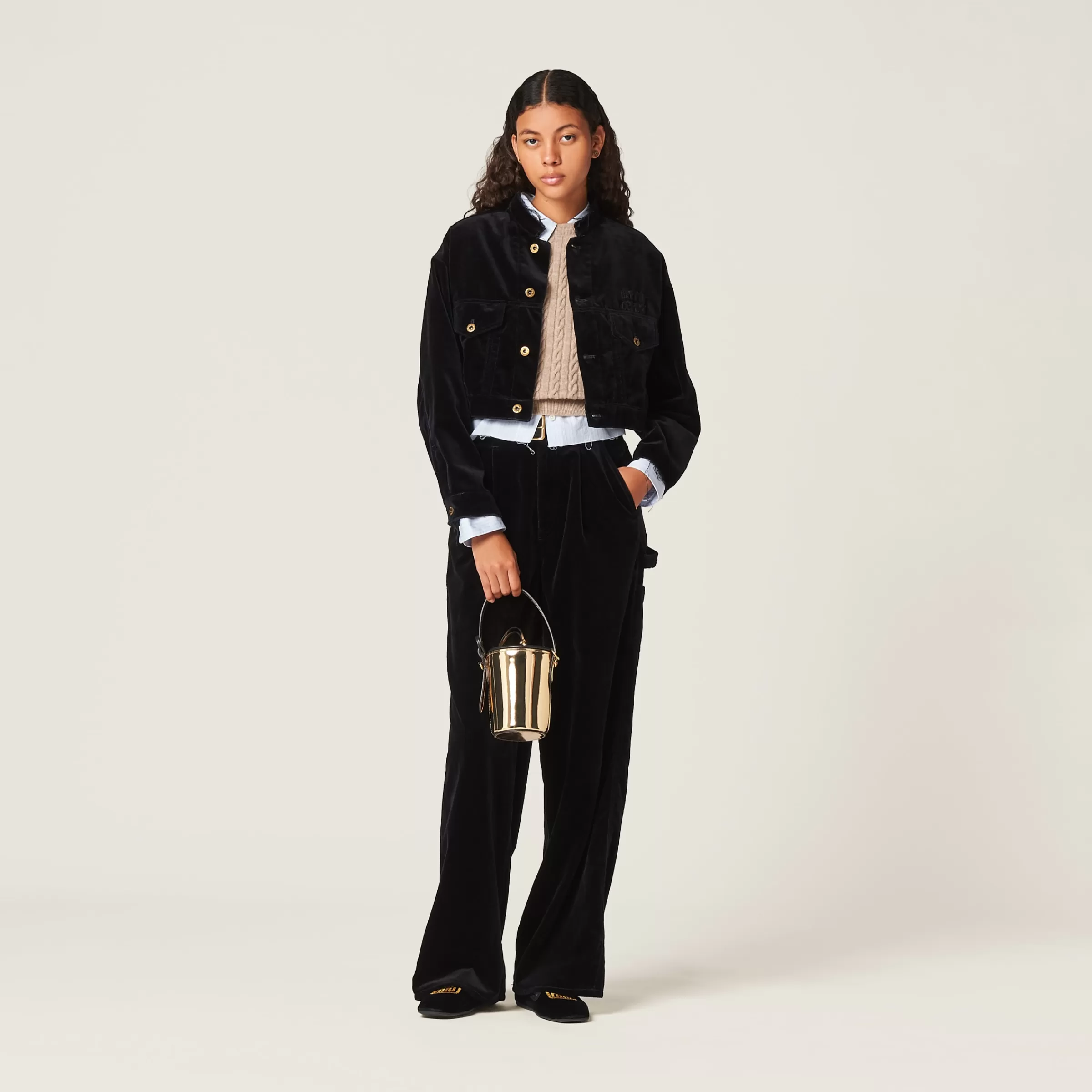 Washed velvet blouson jacket>Miu Miu Best Sale