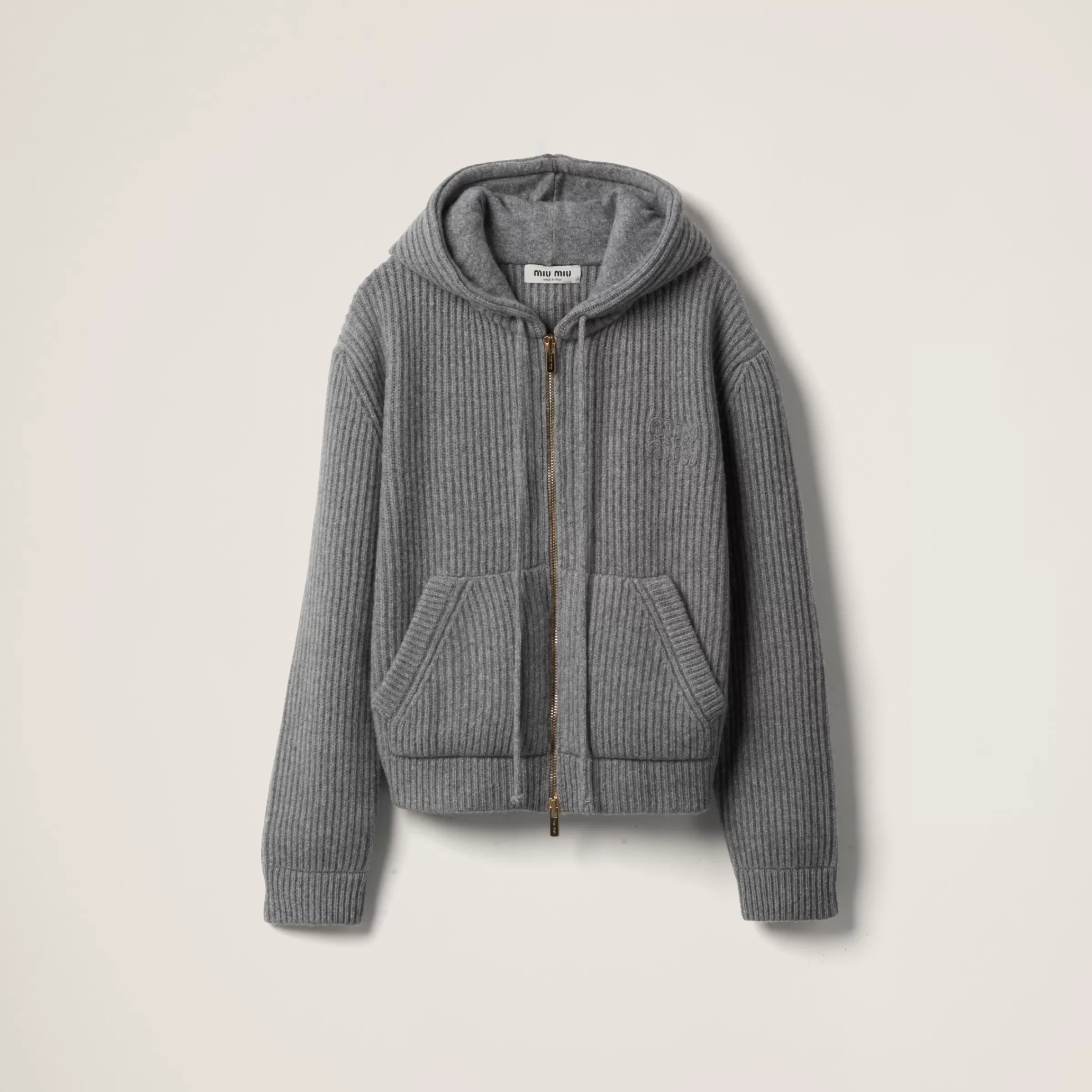 Wool and cashmere hoodie cardigan>Miu Miu Best Sale