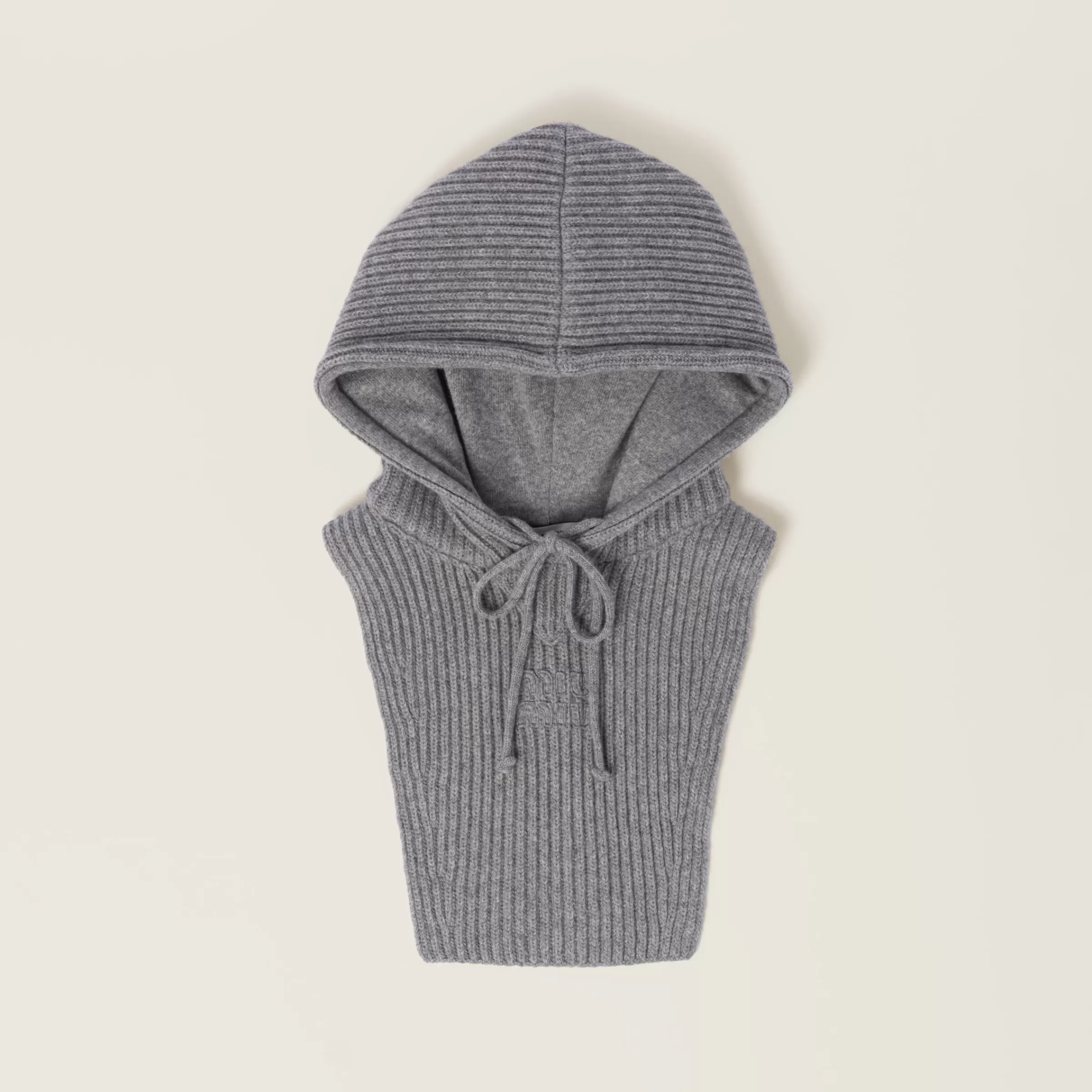 Wool and cashmere knit hoodie dickey>Miu Miu Online