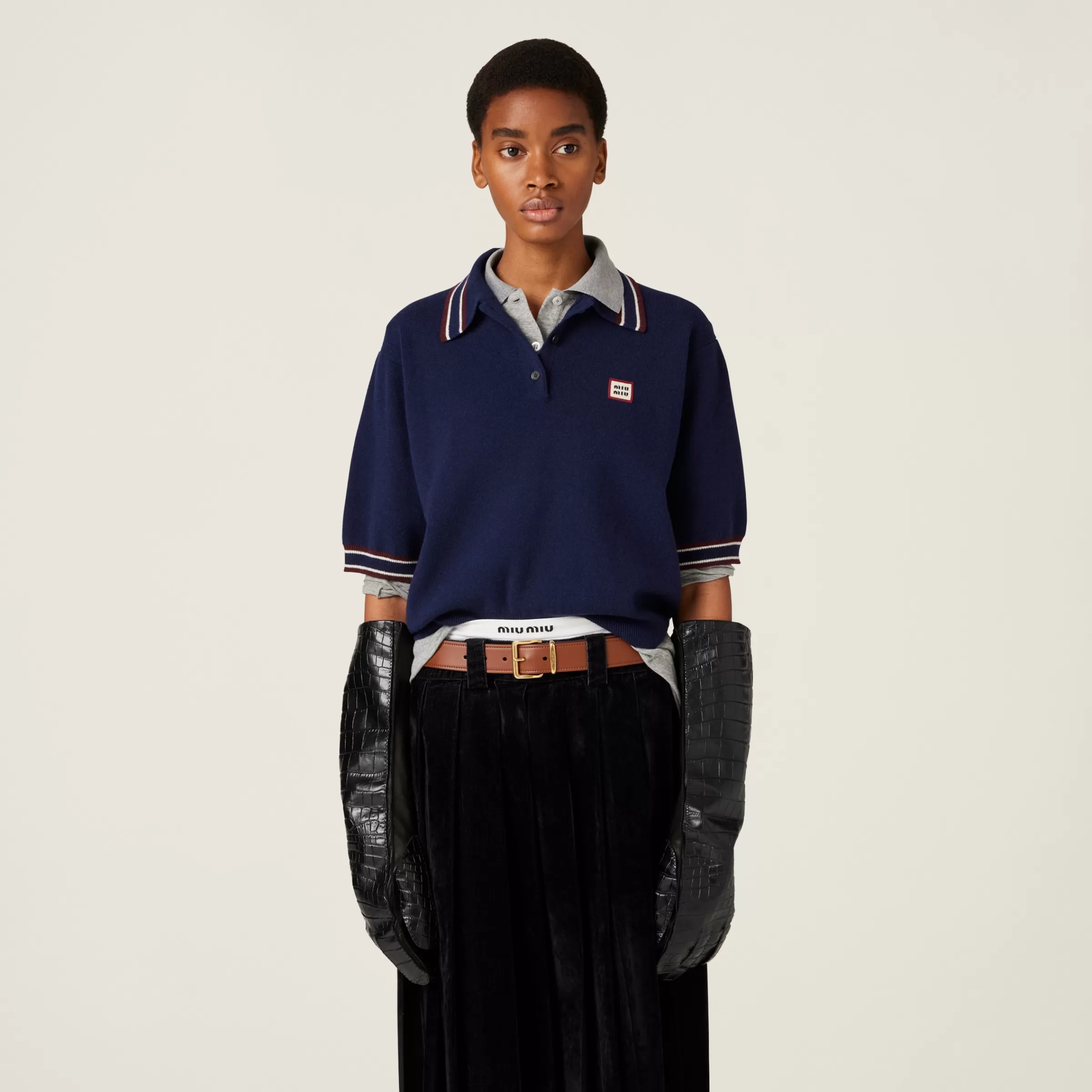 Wool and cashmere polo sweater>Miu Miu Hot