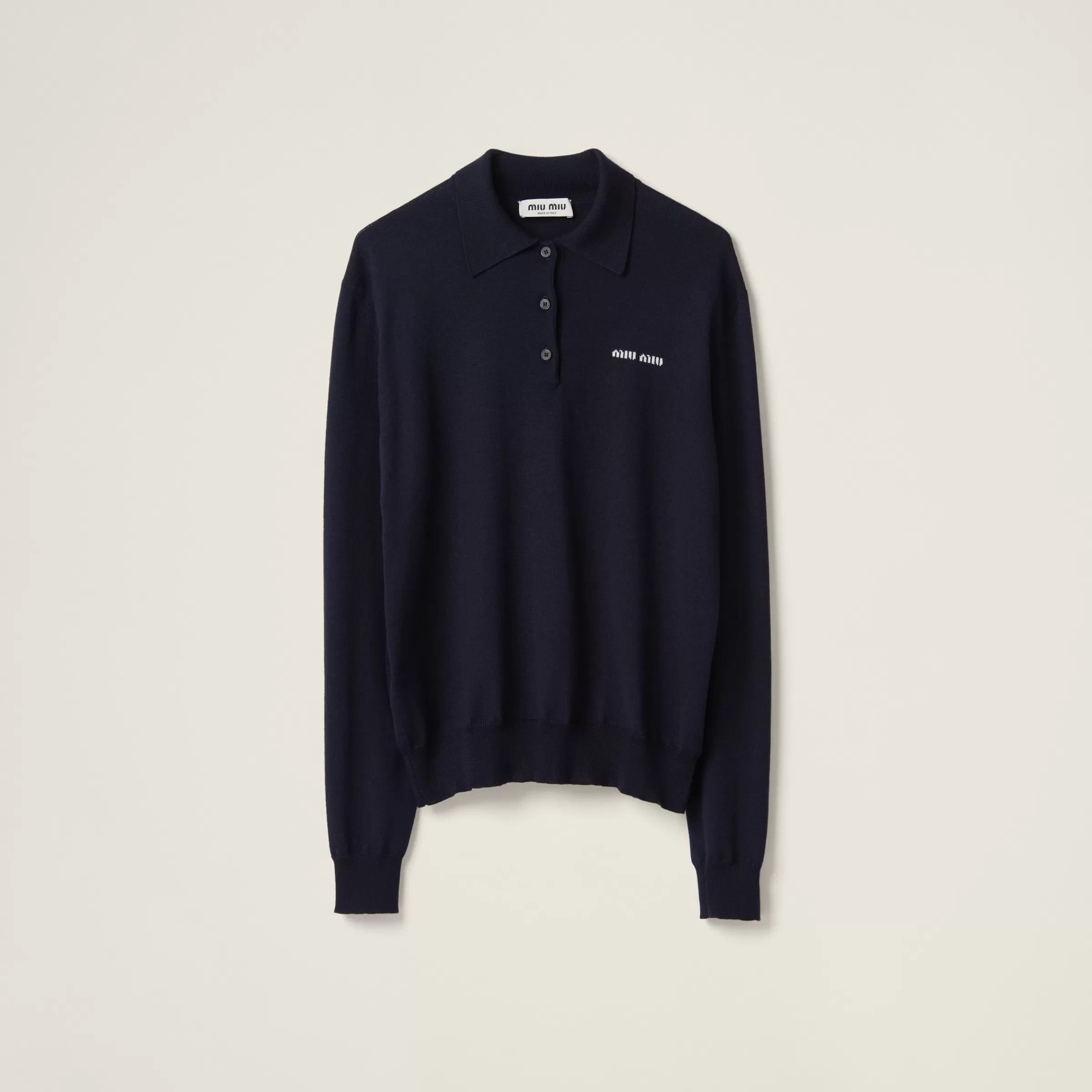Wool knit polo shirt>Miu Miu Flash Sale