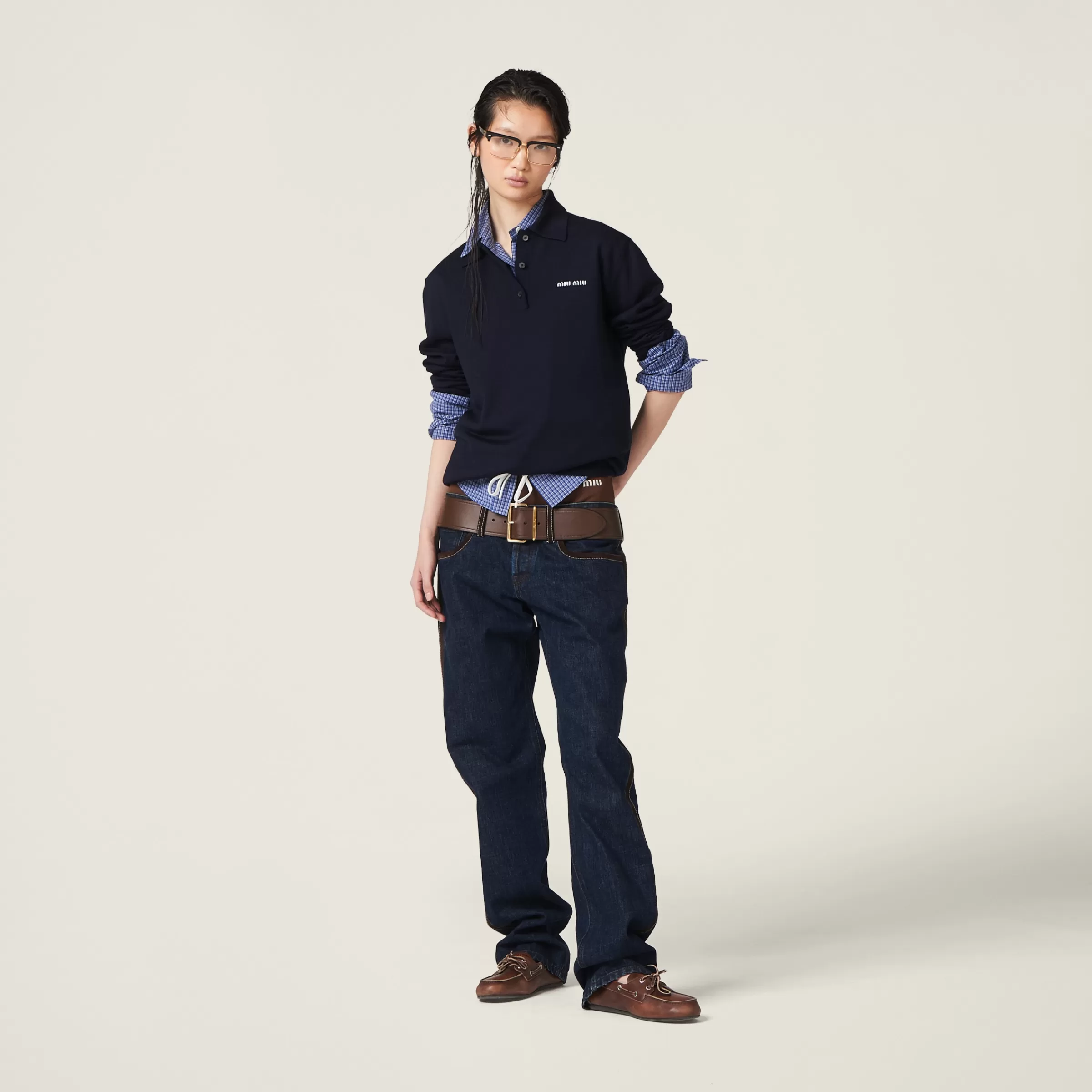 Wool knit polo shirt>Miu Miu Flash Sale
