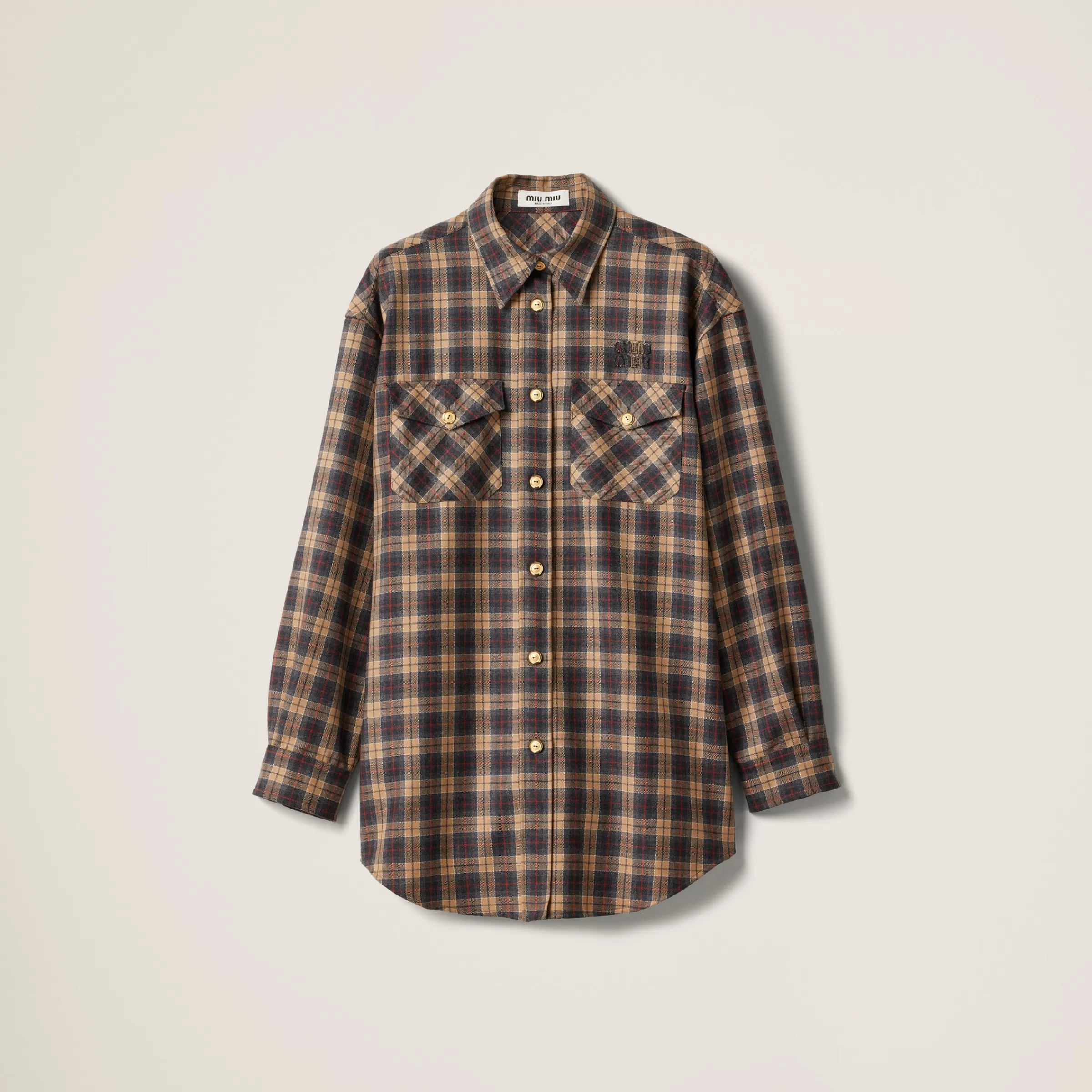 Wool tartan shirt>Miu Miu Best