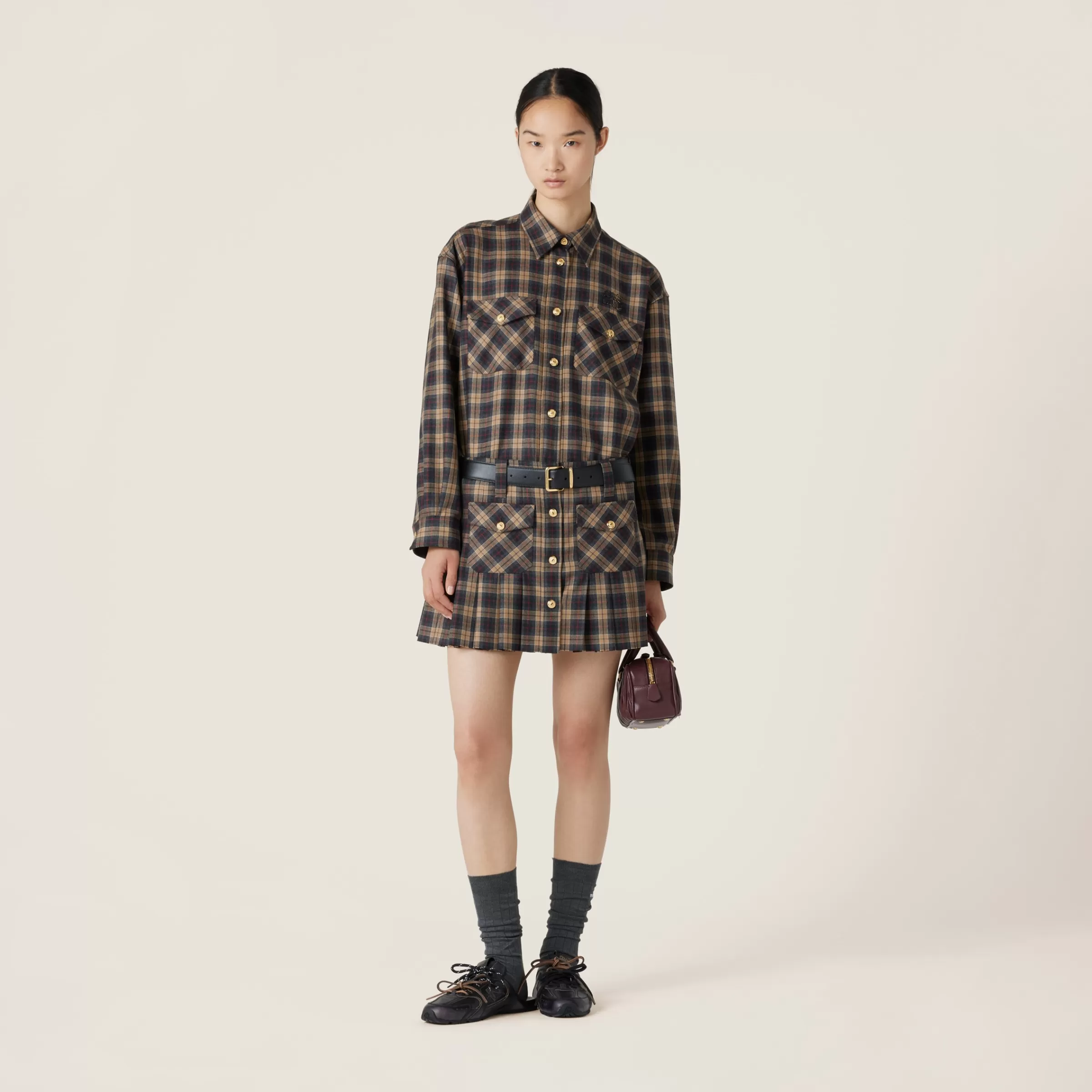Wool tartan shirt>Miu Miu Best